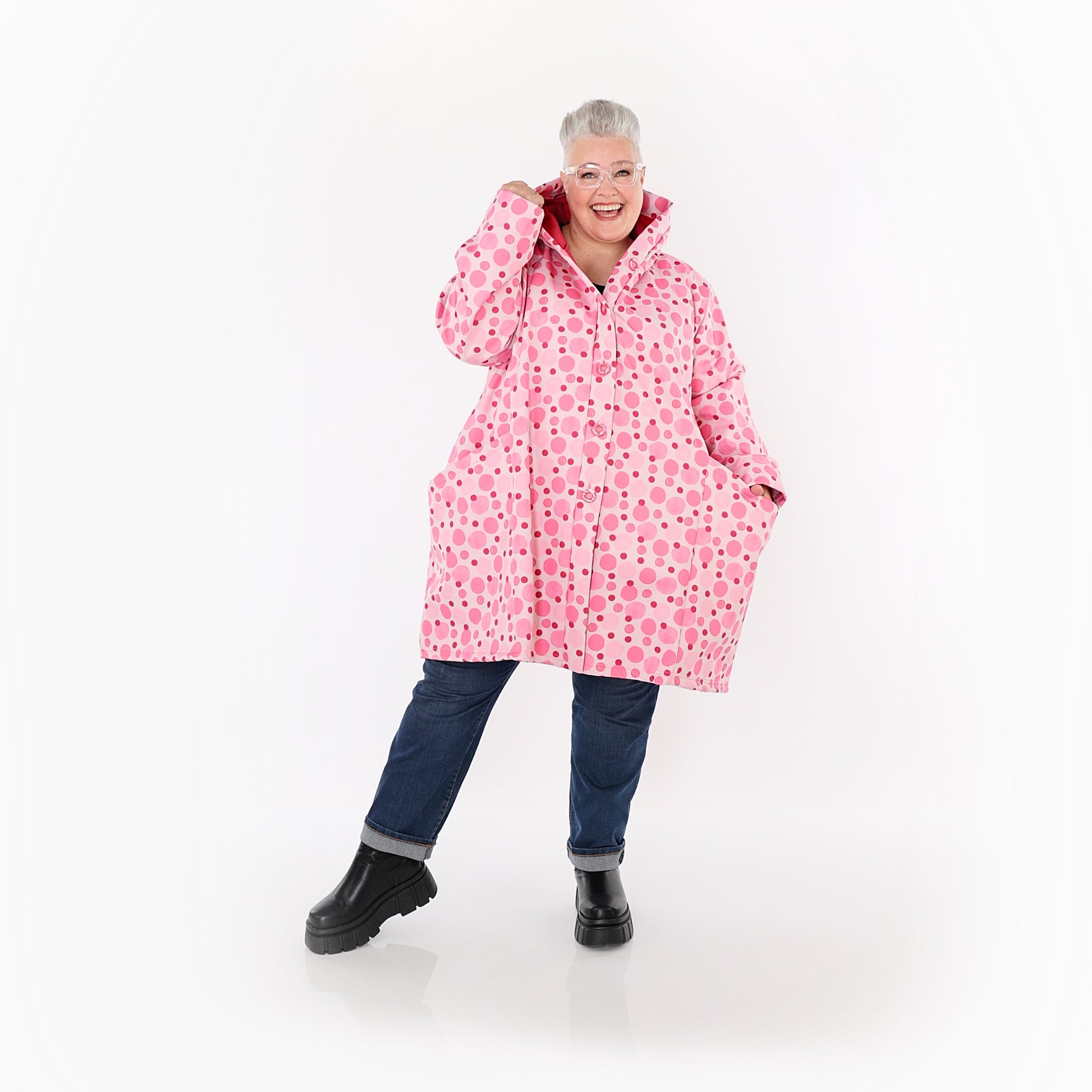  Ballonjacke von AKH Fashion aus Polyester, 1515.06660, Pink/Multi, Punkte, Ausgefallen
