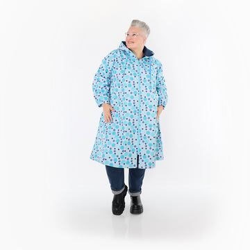 AKH Fashion Mantel in gerader Form, aus Polyester, 1515.07102, Blau/Multi, Punkte, Schick