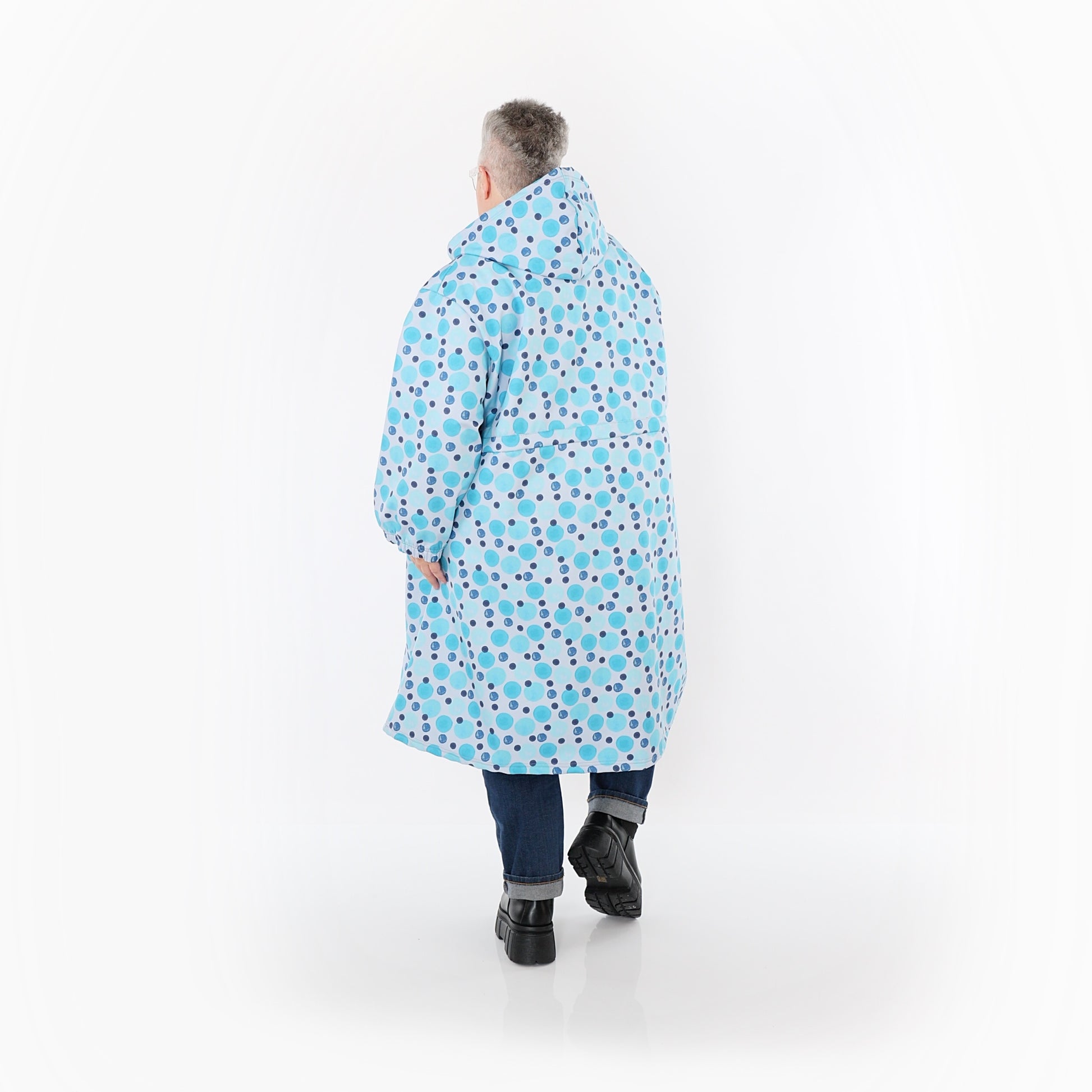  AKH Fashion Mantel in gerader Form, aus Polyester, 1515.07102, Blau/Multi, Punkte, Schick