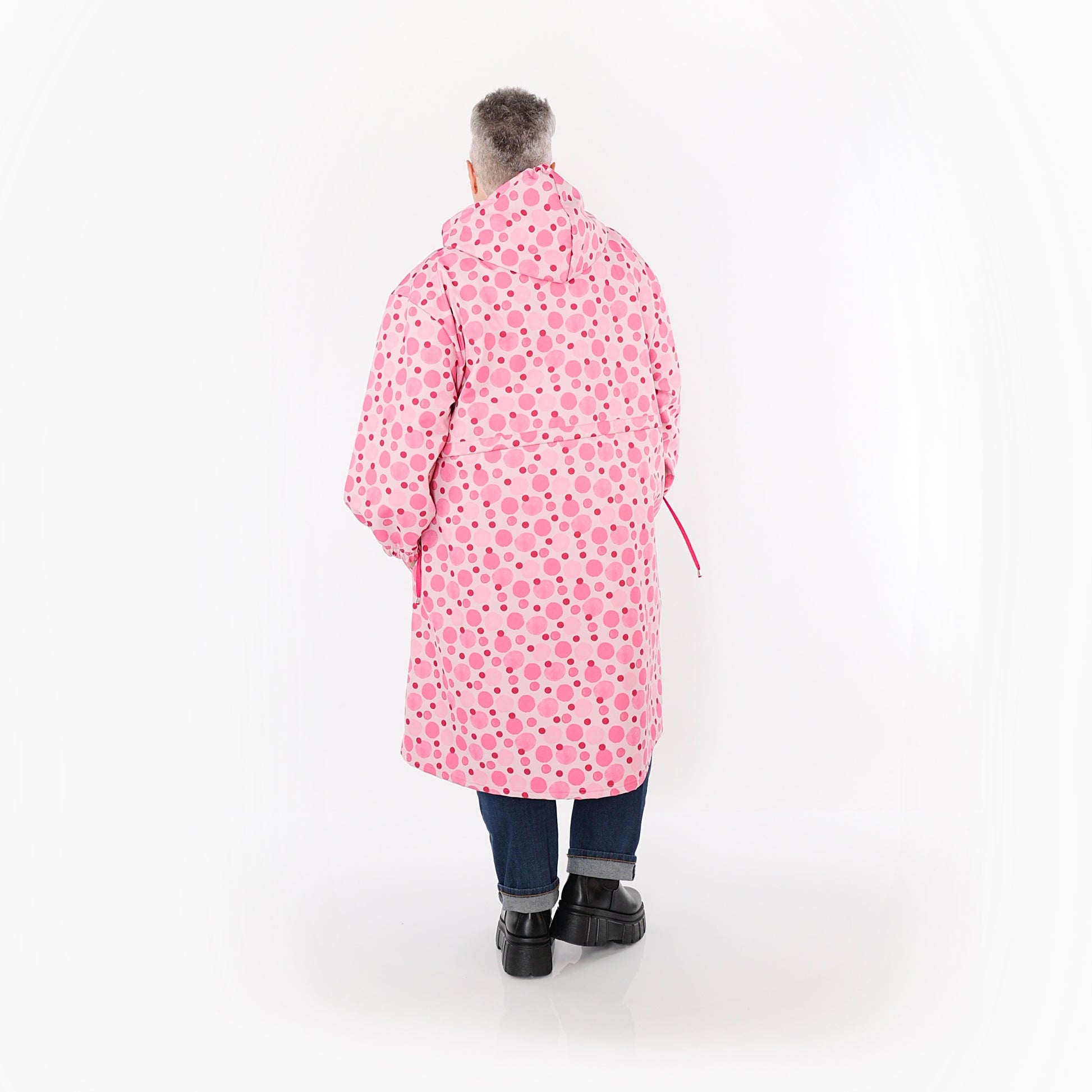  AKH Fashion Mantel in gerader Form, aus Polyester, 1515.07102, Pink/Multi, Punkte, Schick