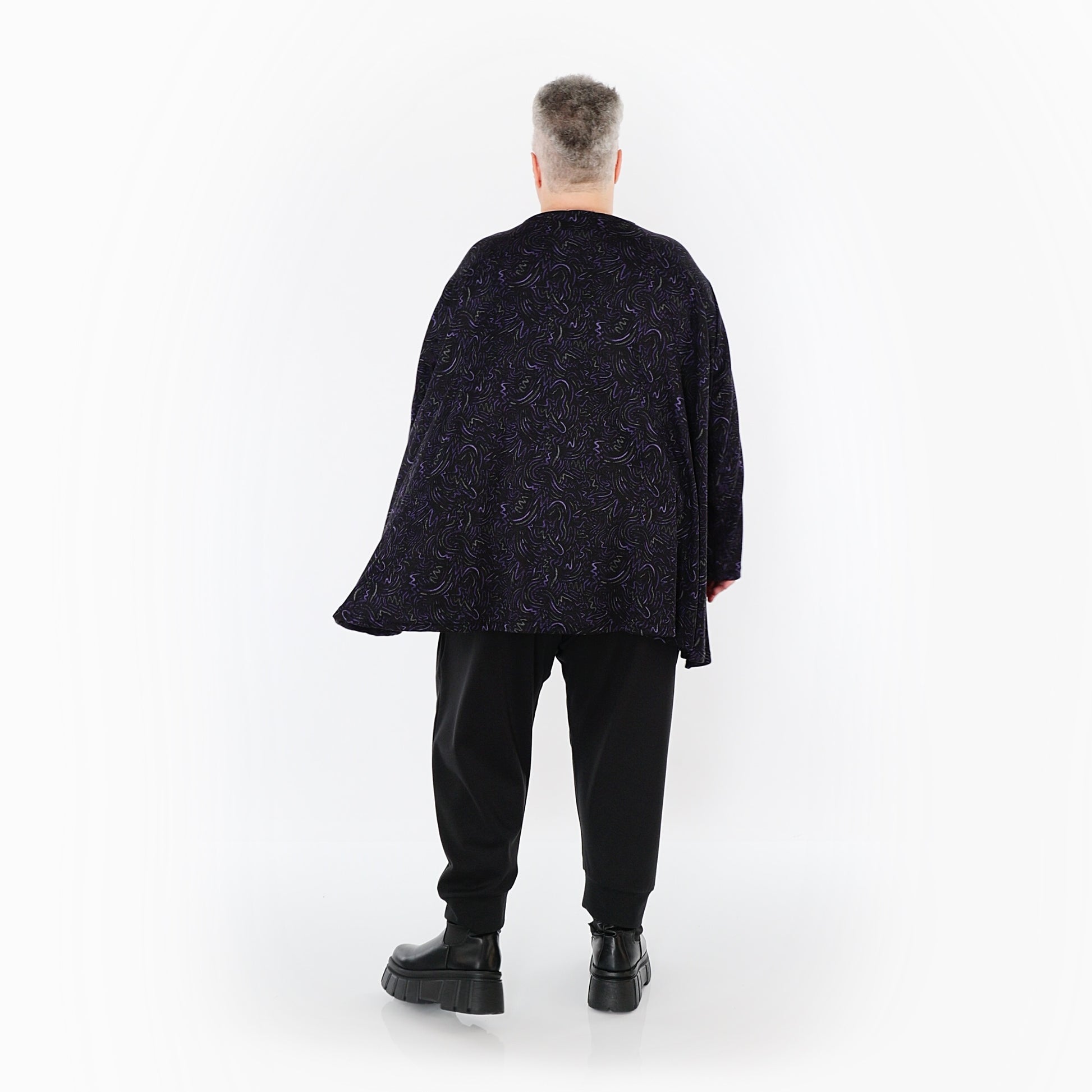  A-Form Bigshirt von AKH Fashion aus Materialmix, 1516.00593, Schwarz/Violett/Grau, Kringel