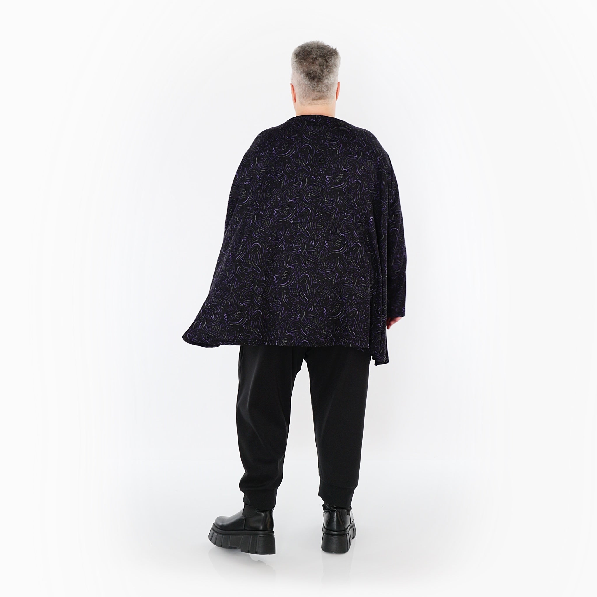  A-Form Bigshirt von AKH Fashion aus Materialmix, 1516.00593, Schwarz/Violett/Grau, Kringel