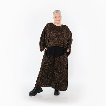  AKH Fashion Überwurf in kastiger Form, aus Materialmix, 1516.06048, Schwarz/Cognac/Orange