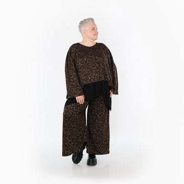  Marlene Hose von AKH Fashion aus Materialmix, 1516.02063, Schwarz/Cognac/Orange, Kringel