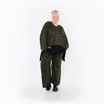  AKH Fashion Überwurf in kastiger Form, aus Materialmix, 1516.06048, Schwarz/Neongrün/Cognac