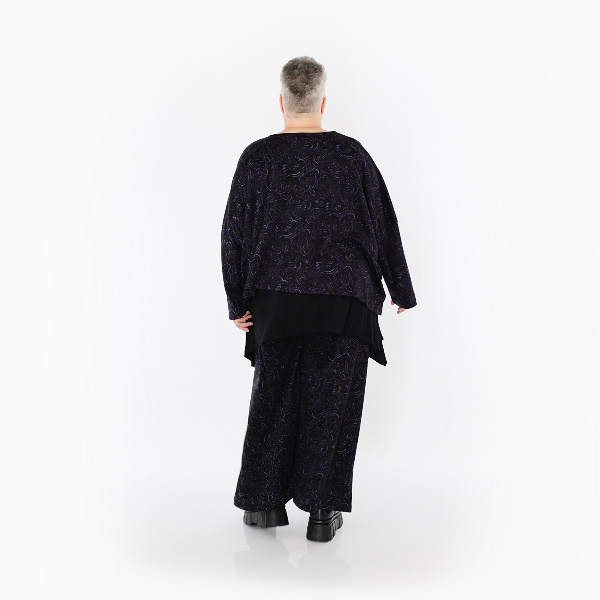  Marlene Hose von AKH Fashion aus Materialmix, 1516.02063, Schwarz/Violett/Grau, Kringel