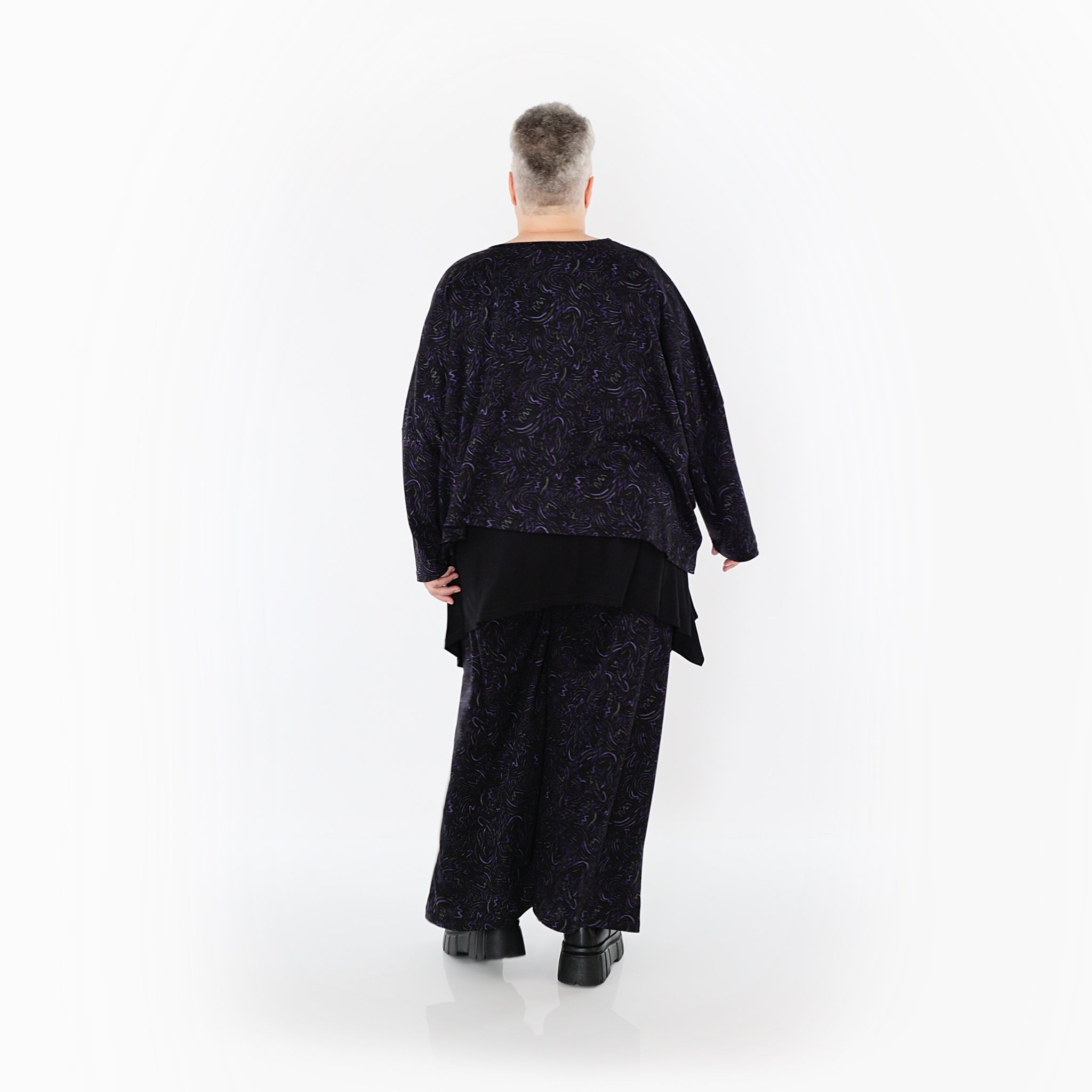  Marlene Hose von AKH Fashion aus Materialmix, 1516.02063, Schwarz/Violett/Grau, Kringel