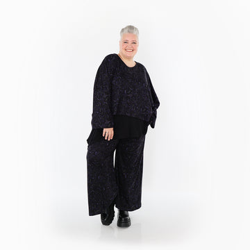  Marlene Hose von AKH Fashion aus Materialmix, 1516.02063, Schwarz/Violett/Grau, Kringel