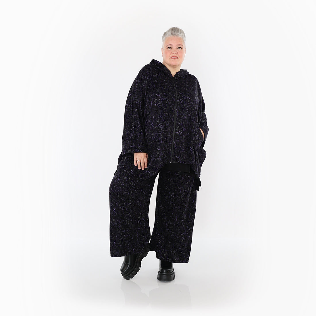  AKH Fashion Jacke in kastiger Form, aus Materialmix, 1516.07076, Violett