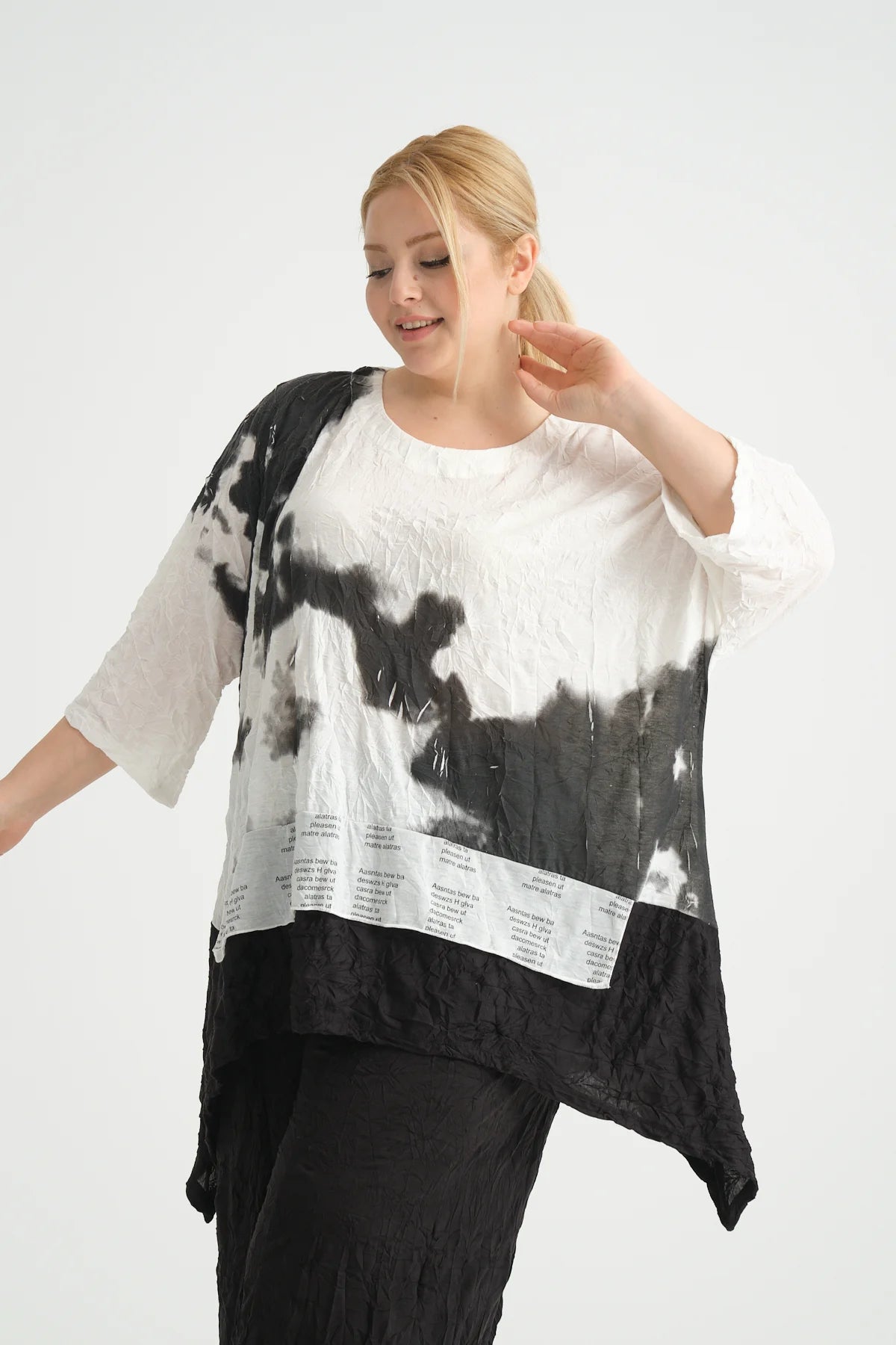  A-Form Bigshirt von Zedd Plus aus Polyester, 24316, Weiß, Schick, Modern, Bequem