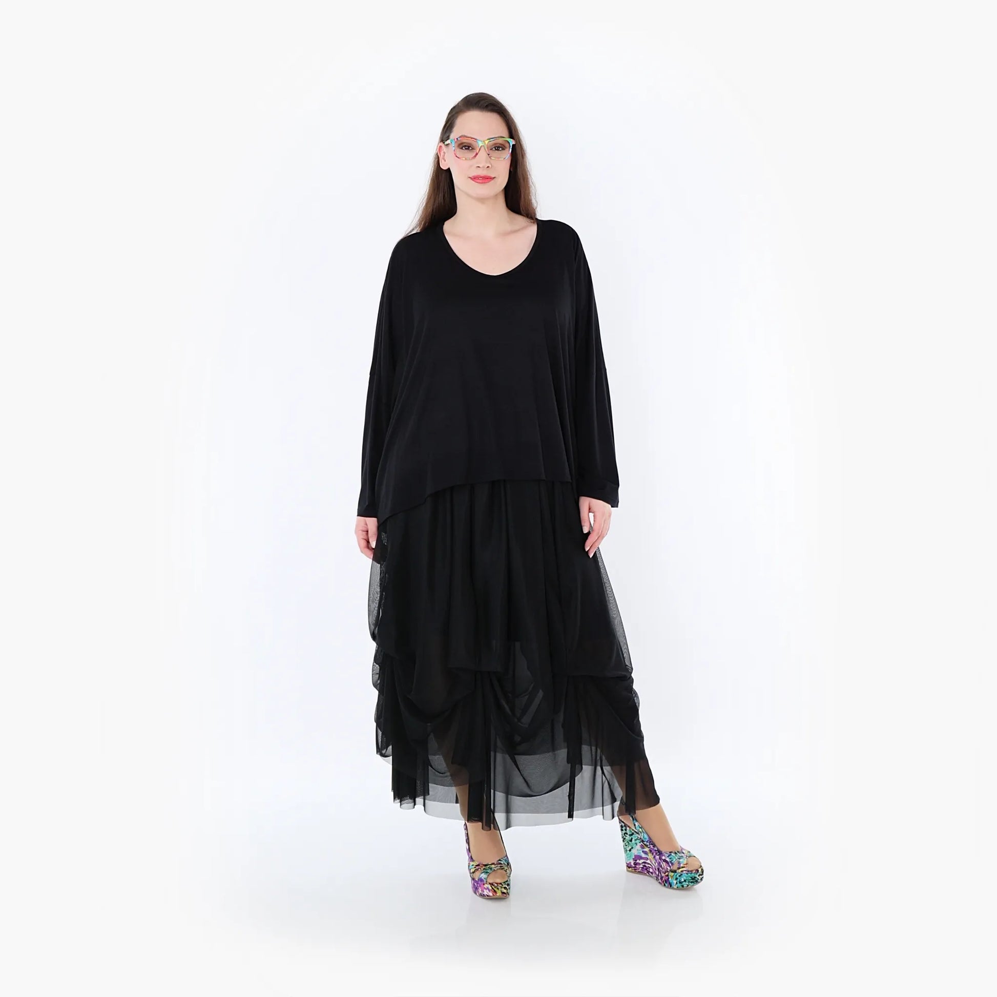  Ballonrock von AKH Fashion aus Materialmix, 1457.07049, Schwarz, Ausgefallen, Zeitlos