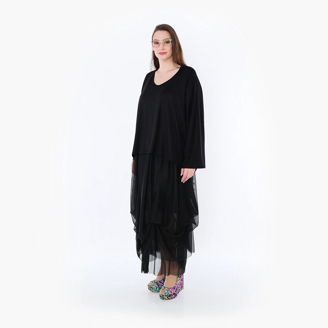  Ballonrock von AKH Fashion aus Materialmix, 1457.07049, Schwarz, Ausgefallen, Zeitlos