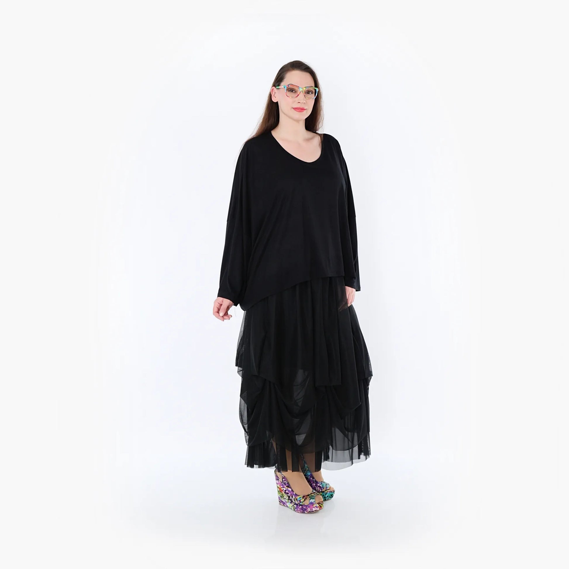  Ballonrock von AKH Fashion aus Materialmix, 1457.07049, Schwarz, Ausgefallen, Zeitlos