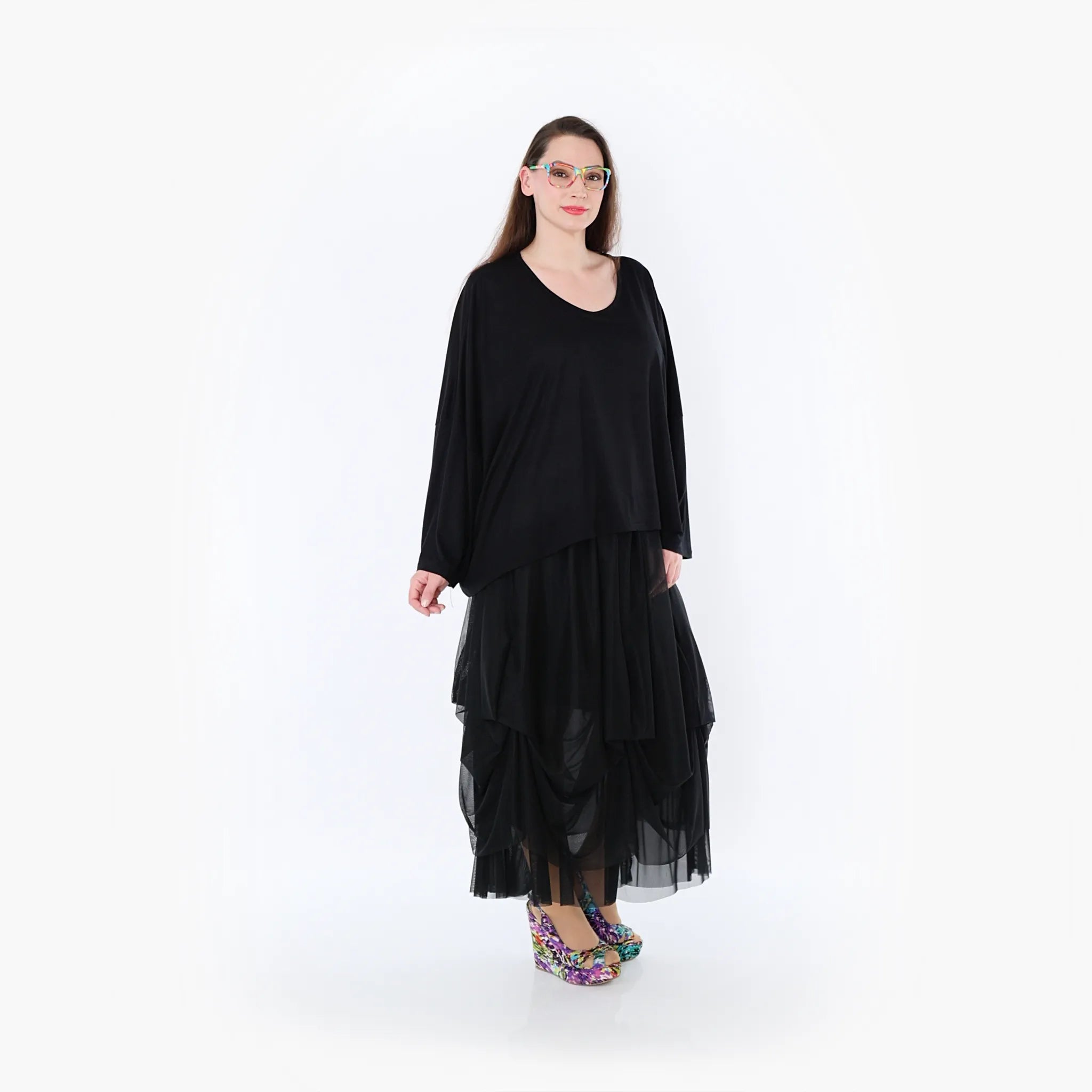  Ballonrock von AKH Fashion aus Materialmix, 1457.07049, Schwarz, Ausgefallen, Zeitlos