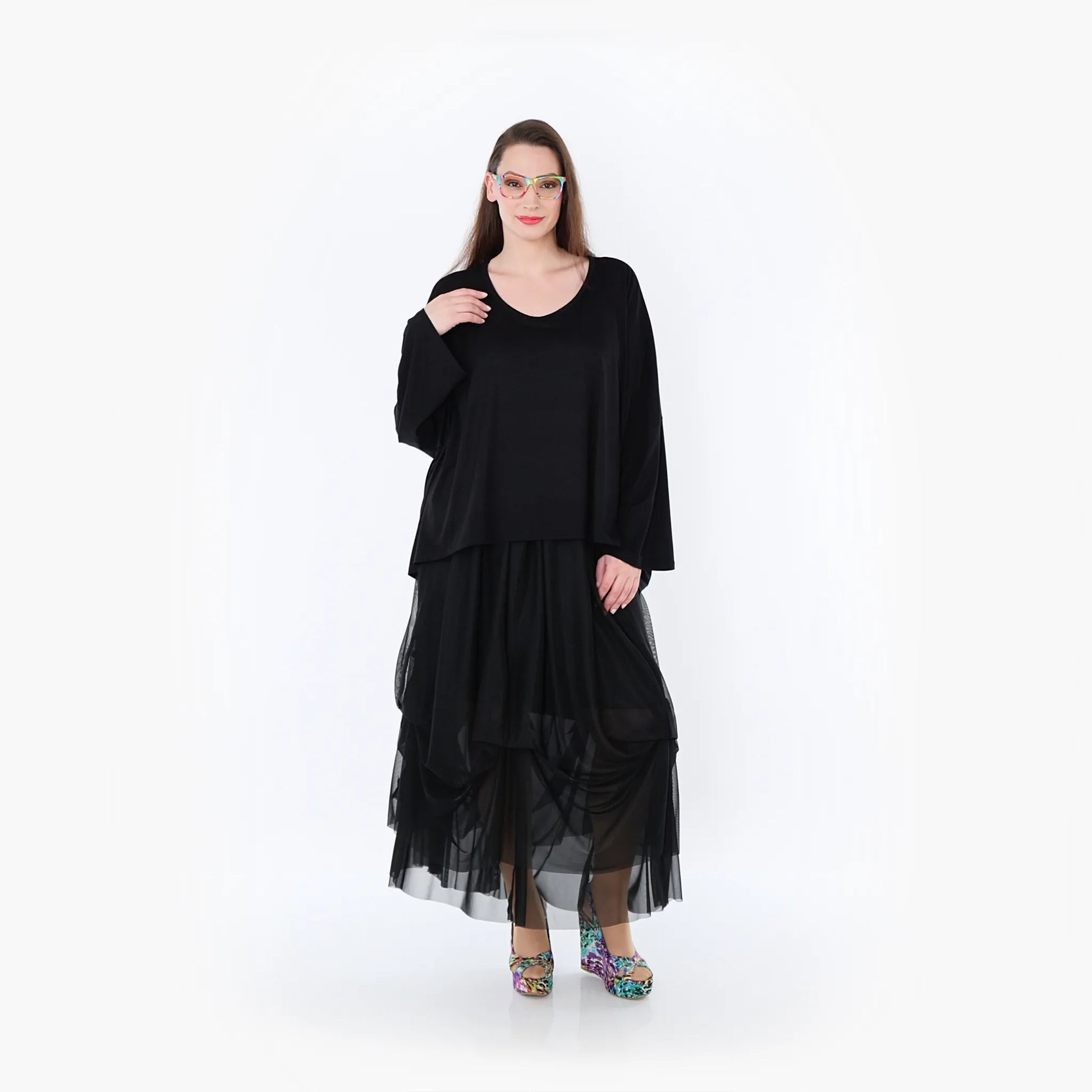  Ballonrock von AKH Fashion aus Materialmix, 1457.07049, Schwarz, Ausgefallen, Zeitlos