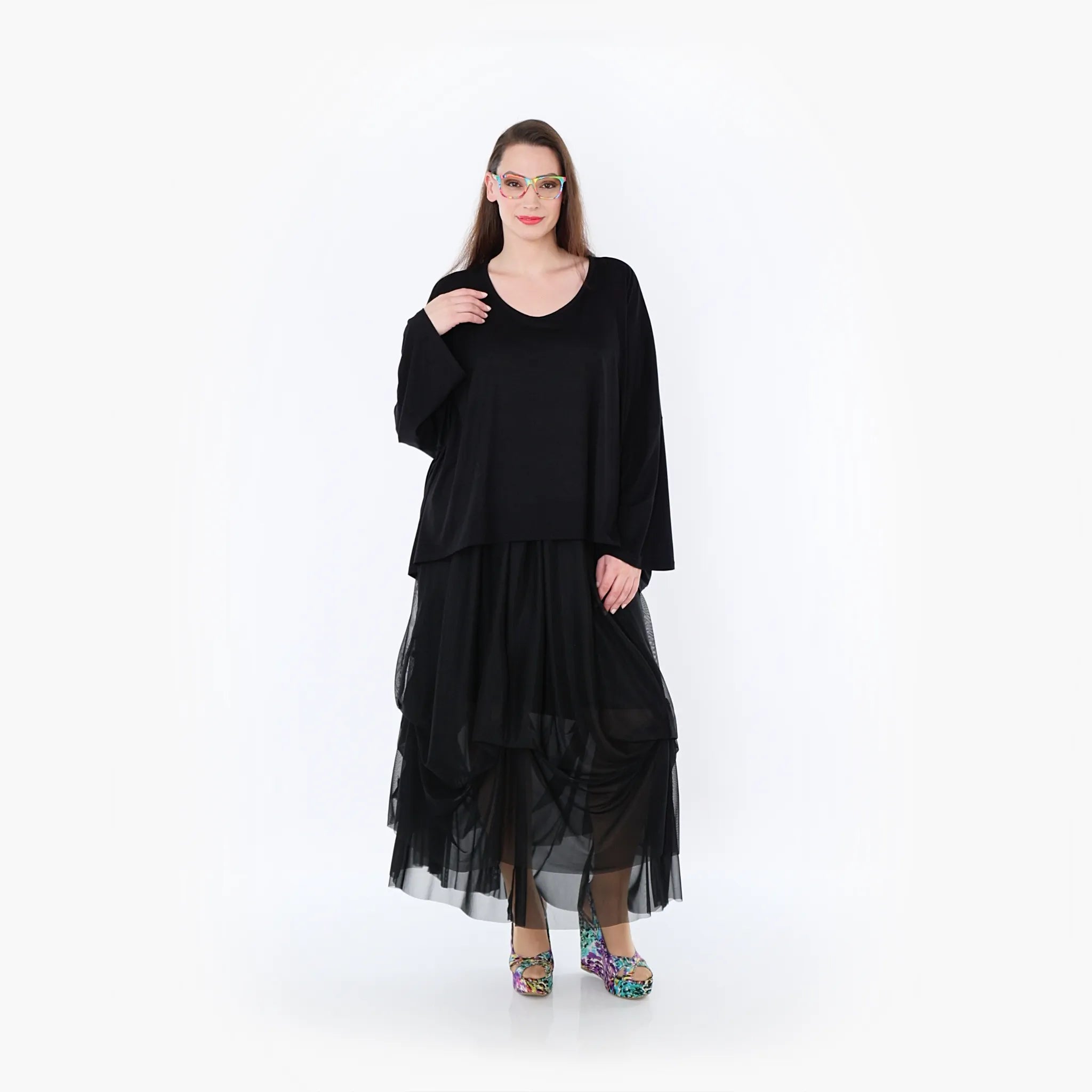  Ballonrock von AKH Fashion aus Materialmix, 1457.07049, Schwarz, Ausgefallen, Zeitlos