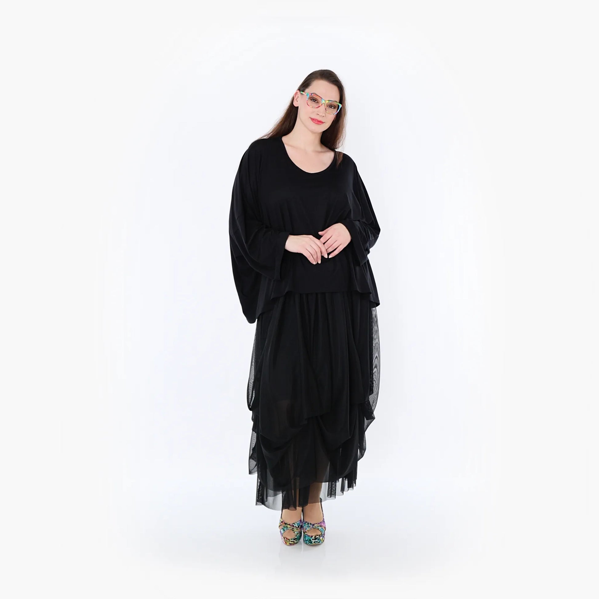  Ballonrock von AKH Fashion aus Materialmix, 1457.07049, Schwarz, Ausgefallen, Zeitlos