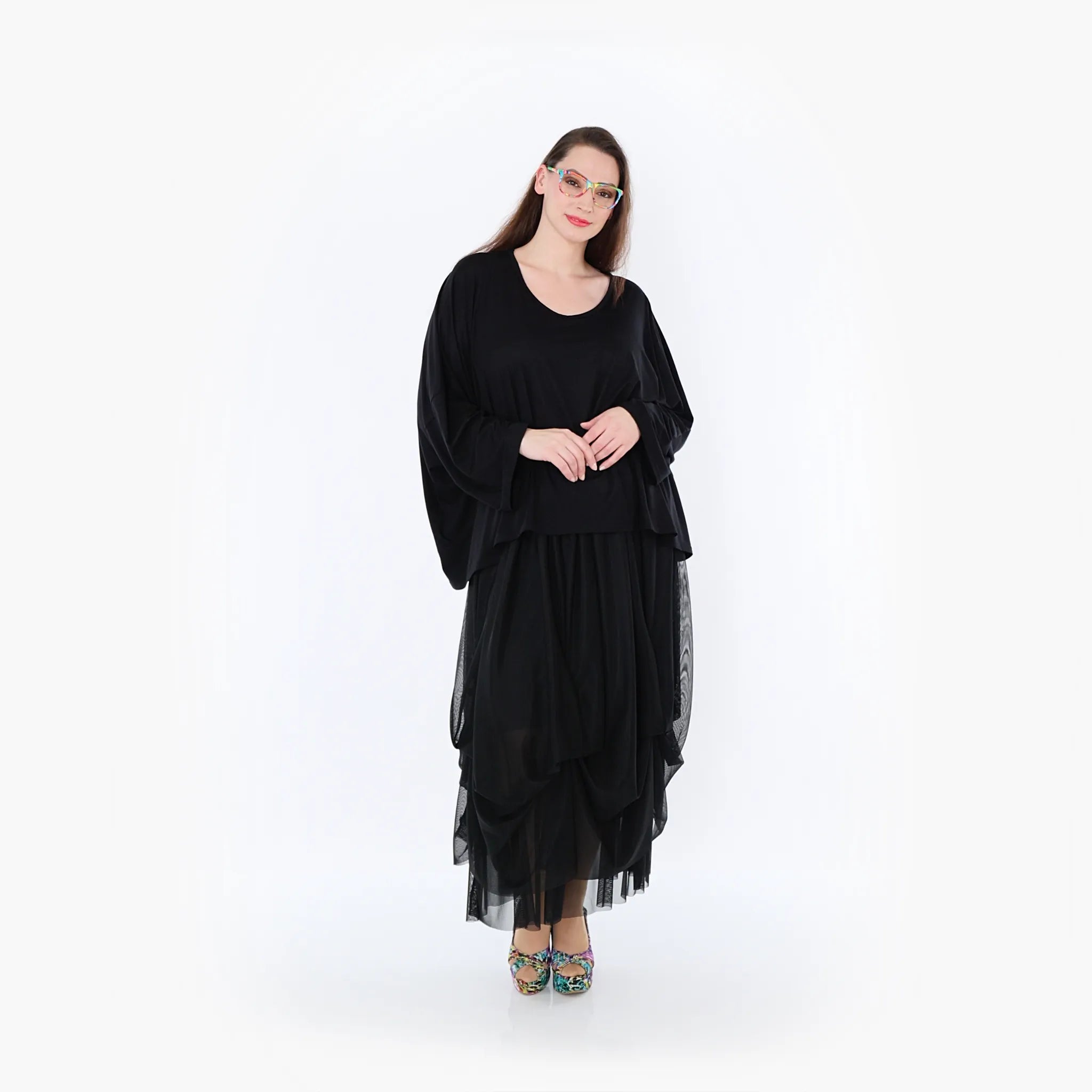  Ballonrock von AKH Fashion aus Materialmix, 1457.07049, Schwarz, Ausgefallen, Zeitlos