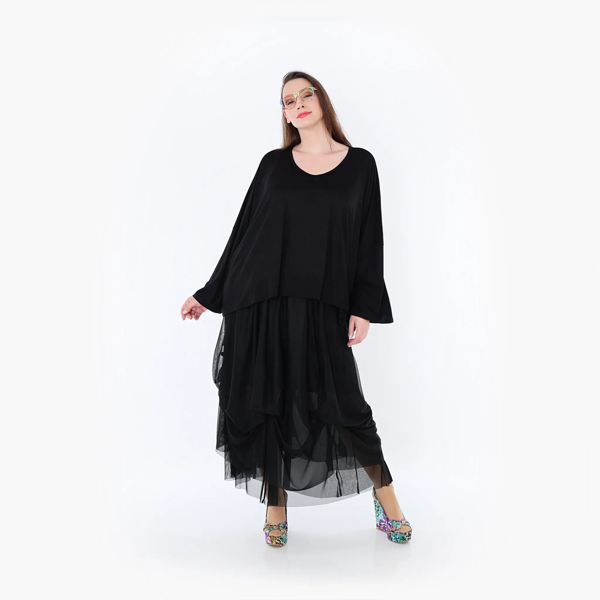  Ballonrock von AKH Fashion aus Materialmix, 1457.07049, Schwarz, Ausgefallen, Zeitlos
