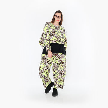  AKH Fashion Hose in gerader Form, aus Baumwolle, 1514.07121, Beige/Braun/Neongrün, Schick
