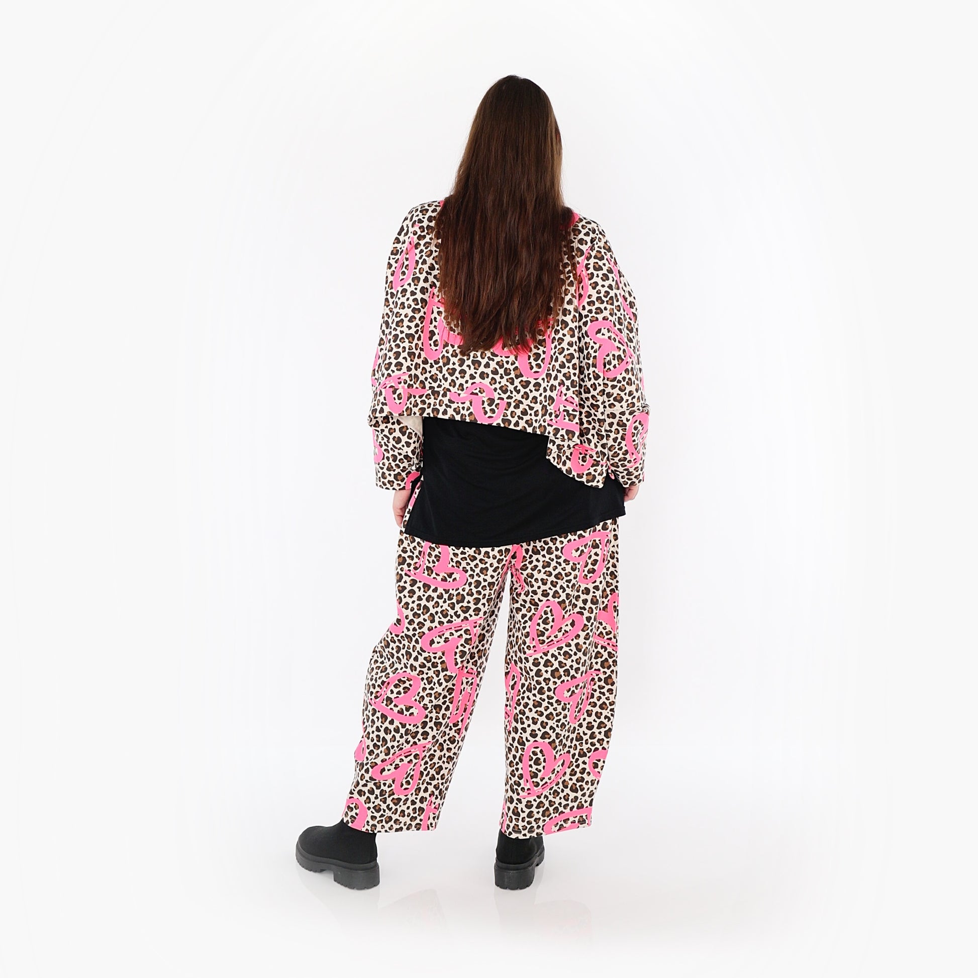  AKH Fashion Hose in gerader Form, aus Baumwolle, 1513.07121, Beige/Braun/Fuchsia, Leopard
