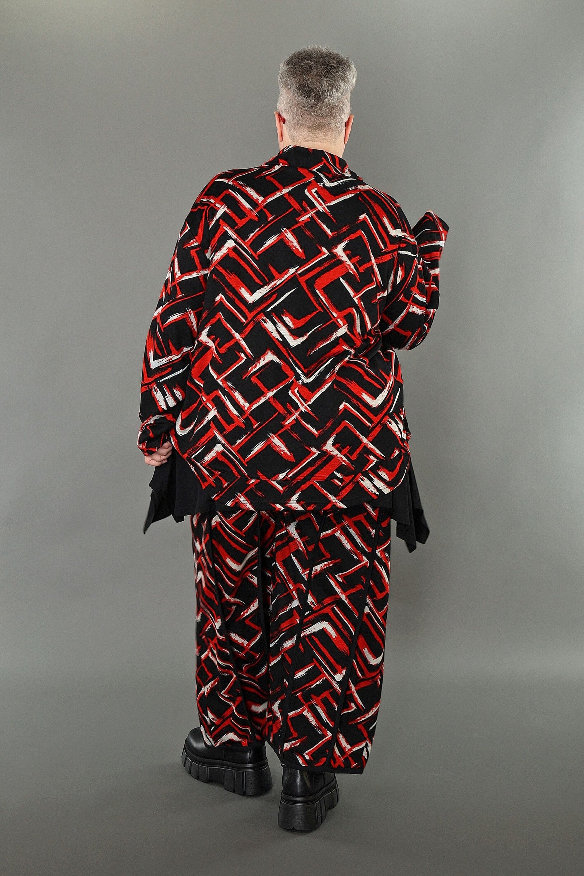  AKH Fashion Hose in gerader Form, aus Viskose, 1517.07074, Schwarz/Rot/Weiß, Pinselstrich