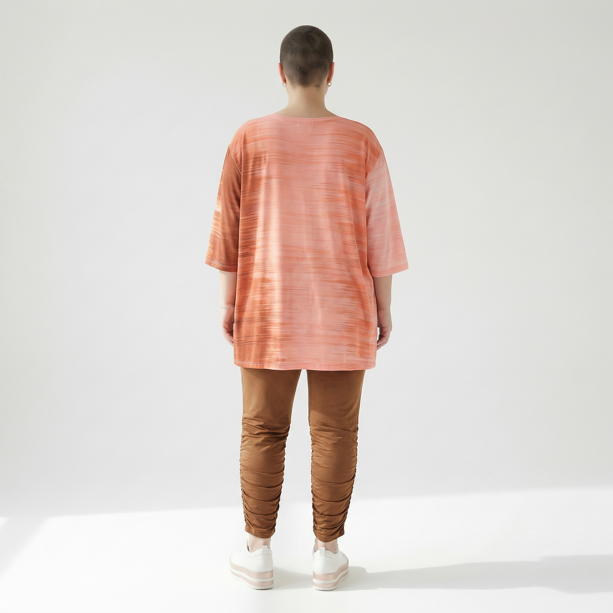  A-Form Bigshirt von AKH Fashion aus Viskose, 1249.00593, Koralle-Orange, Batik, Schick