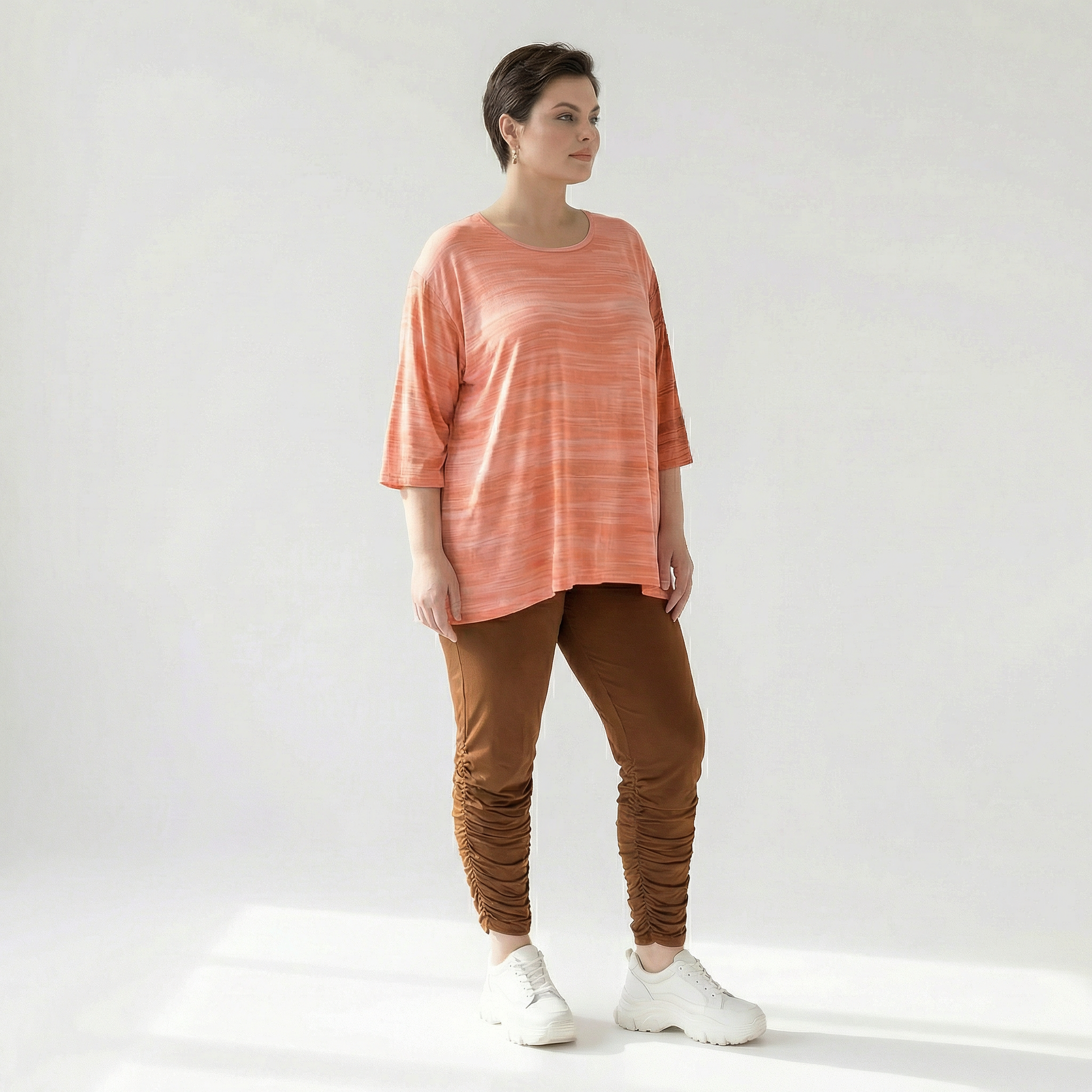  AKH Fashion Shirt in Glocken-Form, aus Viskose, 1249.01892, Koralle-Orange, Batik, Schick