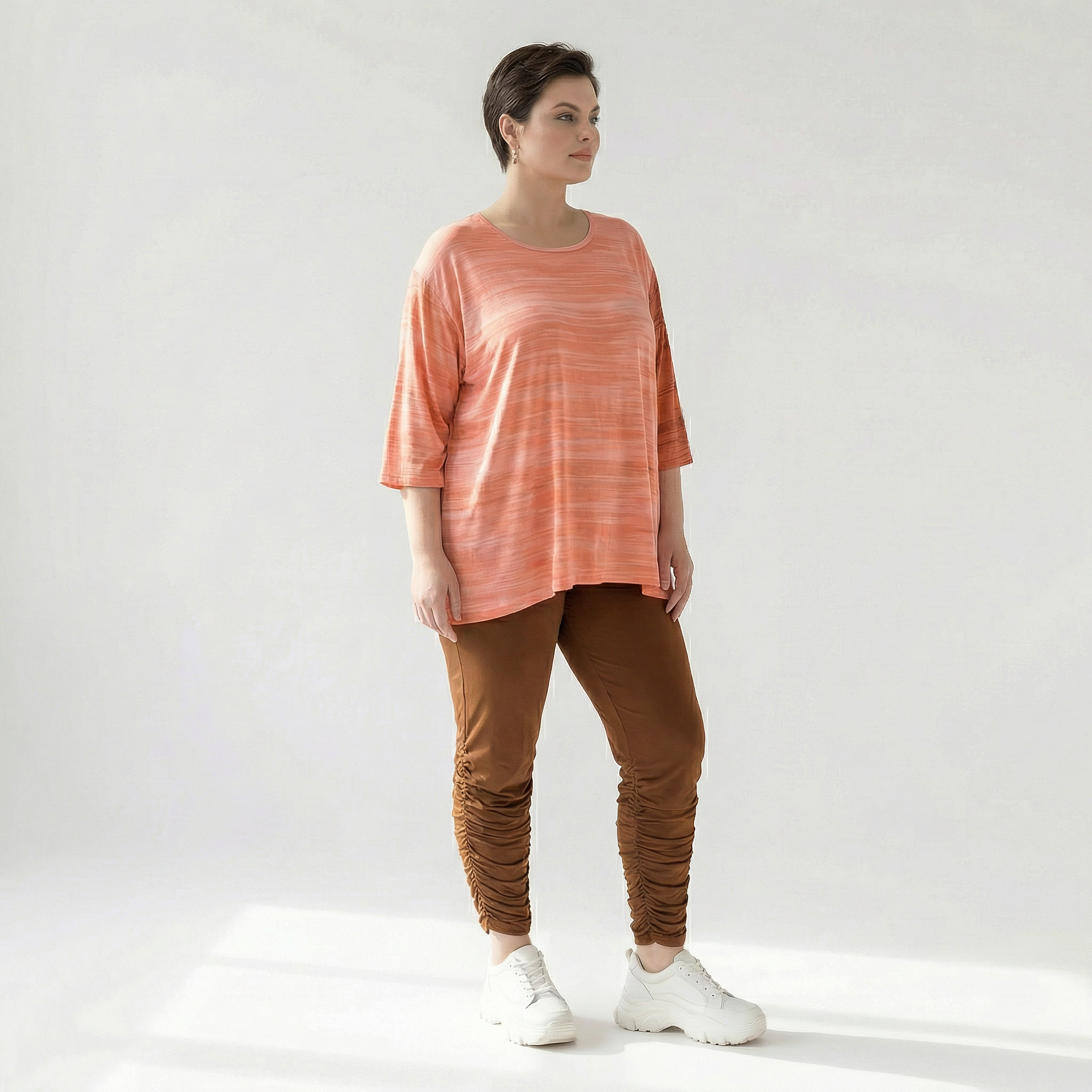  AKH Fashion Shirt in Glocken-Form, aus Viskose, 1249.01892, Koralle-Orange, Batik, Schick