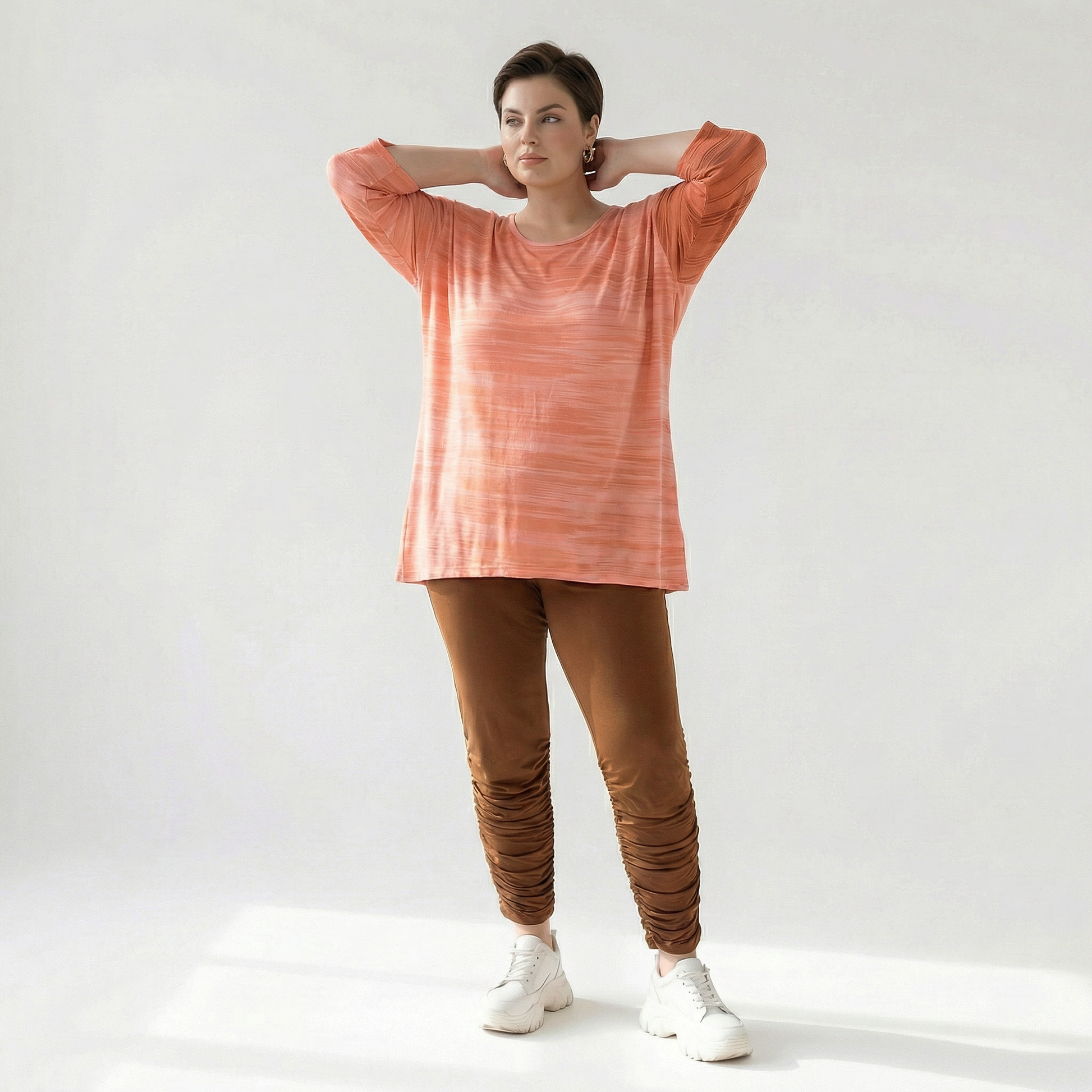  AKH Fashion Shirt in Glocken-Form, aus Viskose, 1249.01892, Koralle-Orange, Batik, Schick