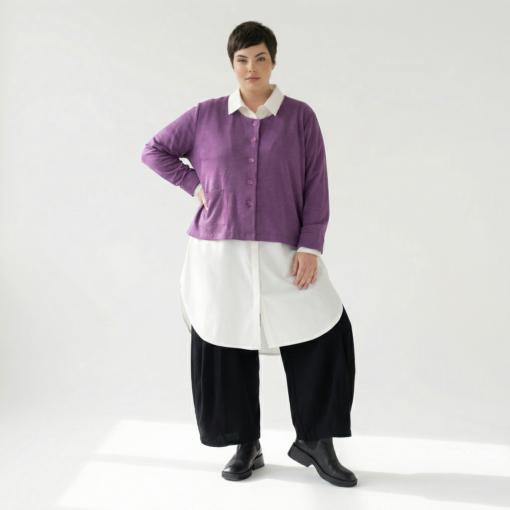  AKH Fashion Jacke in gerader Form, aus Viskose, 1329.02149, Lila-Weiß, Schick, Modern