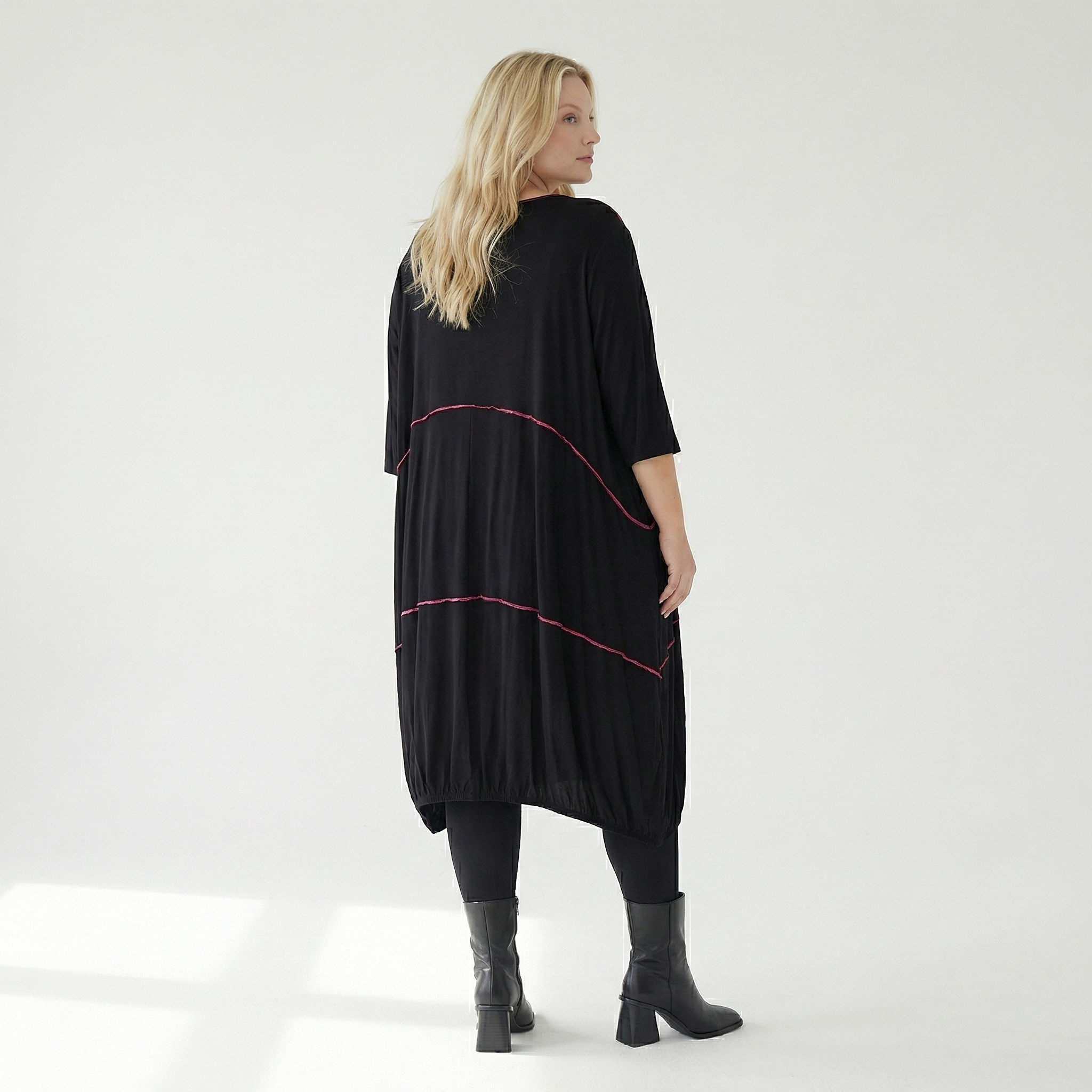  Ballonkleid von AKH Fashion aus Viskose, 1416.06564, Schwarz/Fuchsia, Schick, Modern