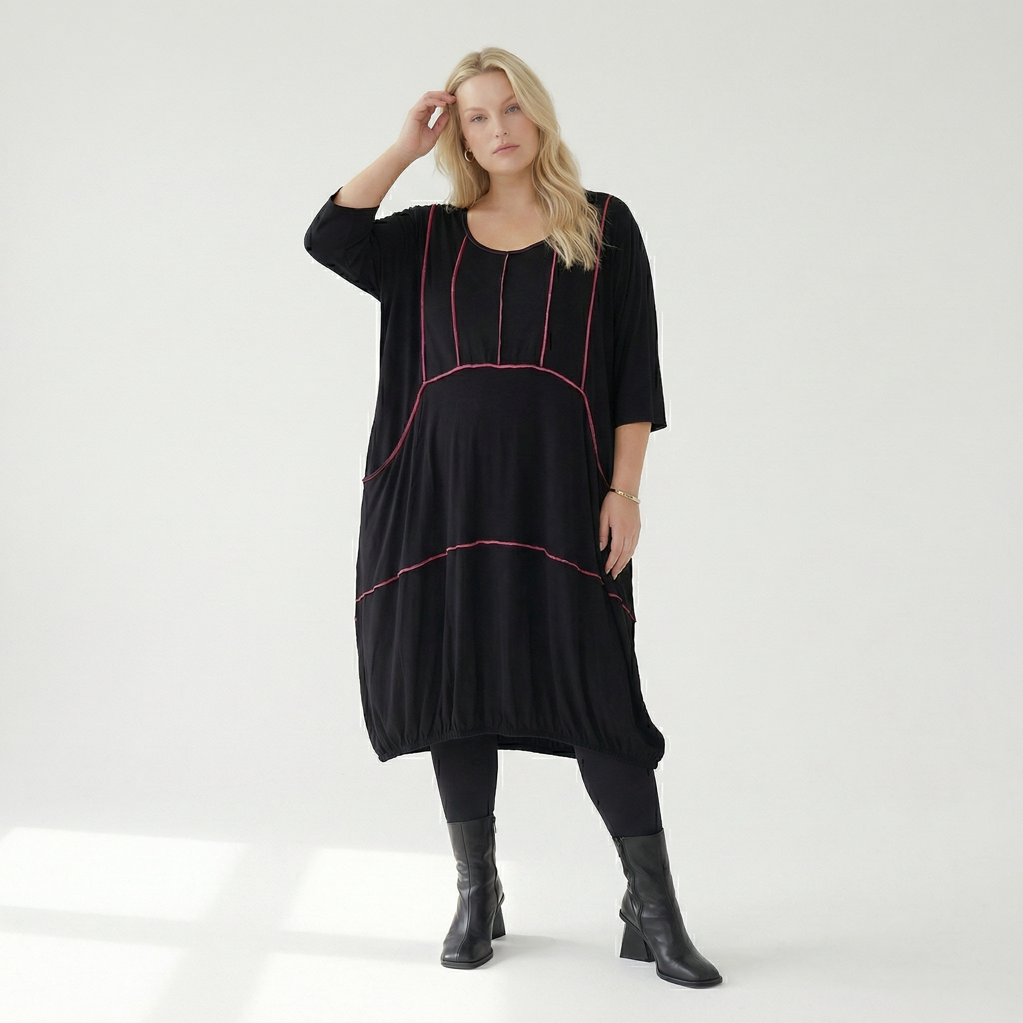  Ballonkleid von AKH Fashion aus Viskose, 1416.06564, Schwarz/Fuchsia, Schick, Modern