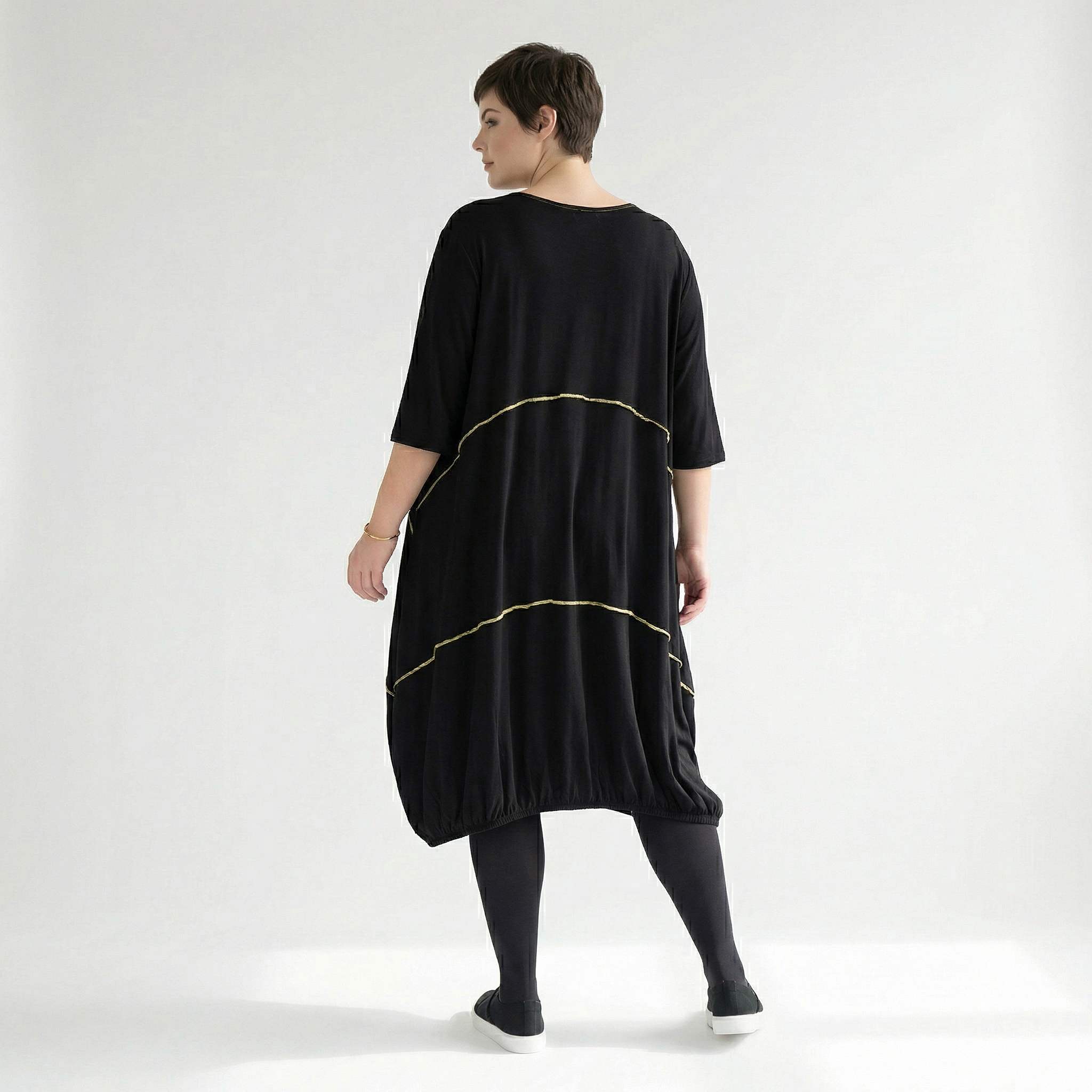  Ballonkleid von AKH Fashion aus Viskose, 1416.06564, Schwarz/Gelb, Schick, Modern, Bequem