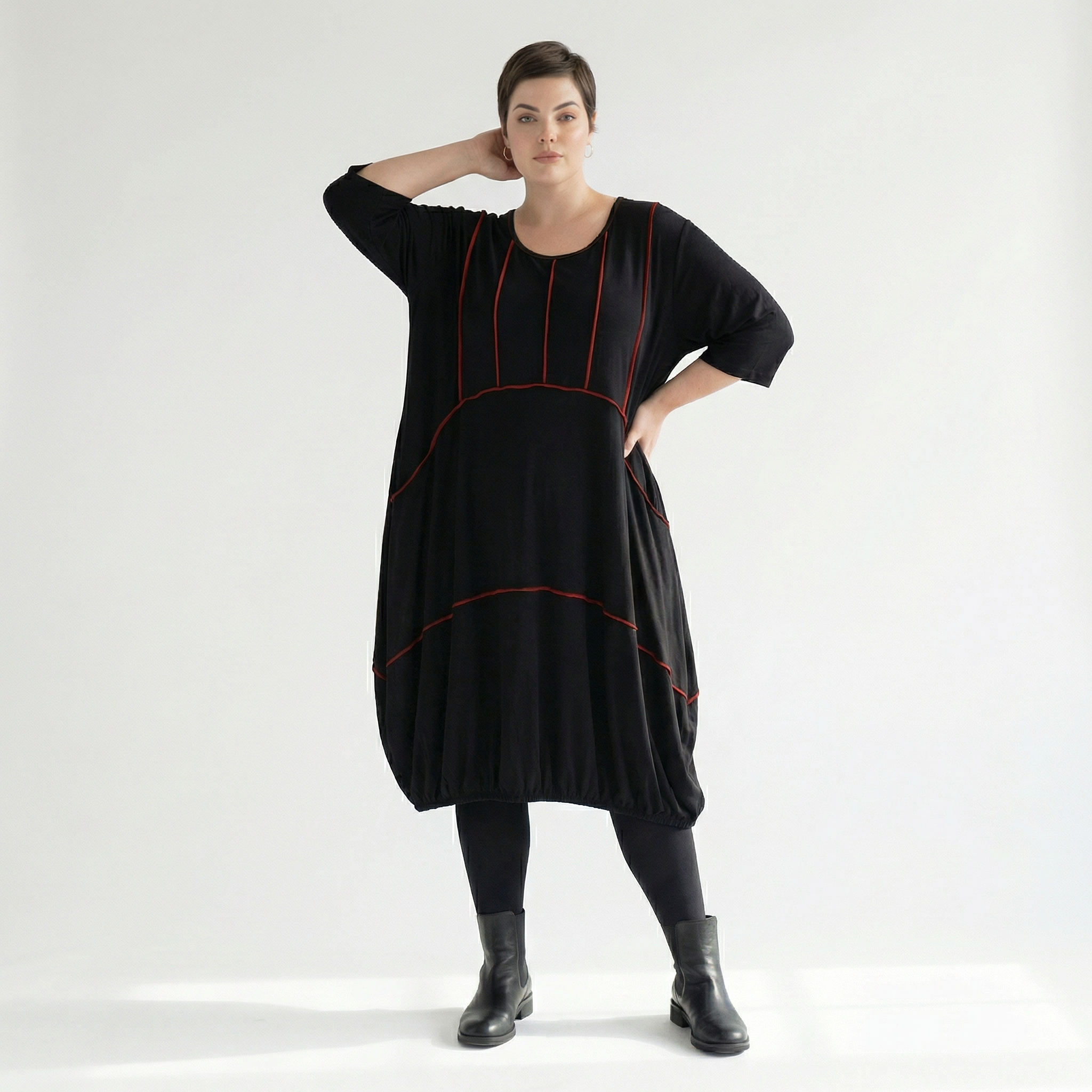  Ballonkleid von AKH Fashion aus Viskose, 1416.06564, Schwarz/Rot, Schick, Modern, Bequem