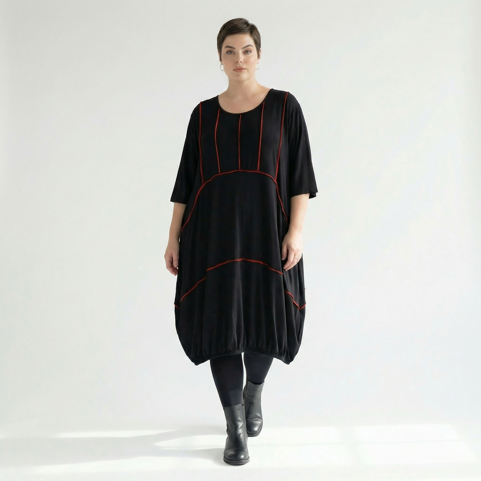  Ballonkleid von AKH Fashion aus Viskose, 1416.06564, Schwarz/Rot, Schick, Modern, Bequem