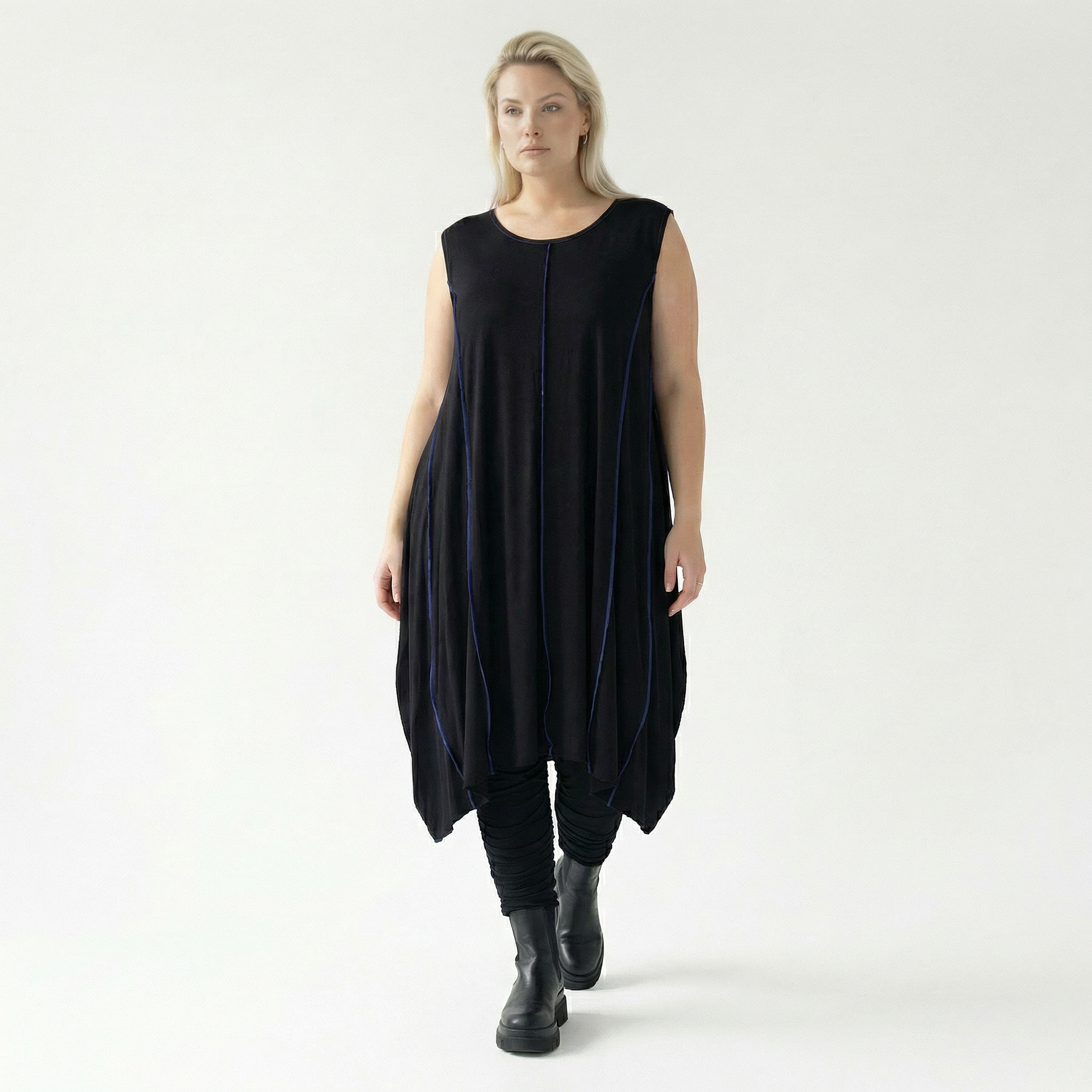  Ballon Tunika von AKH Fashion aus Viskose, 1416.06913, Schwarz/Blau, Schick, Modern