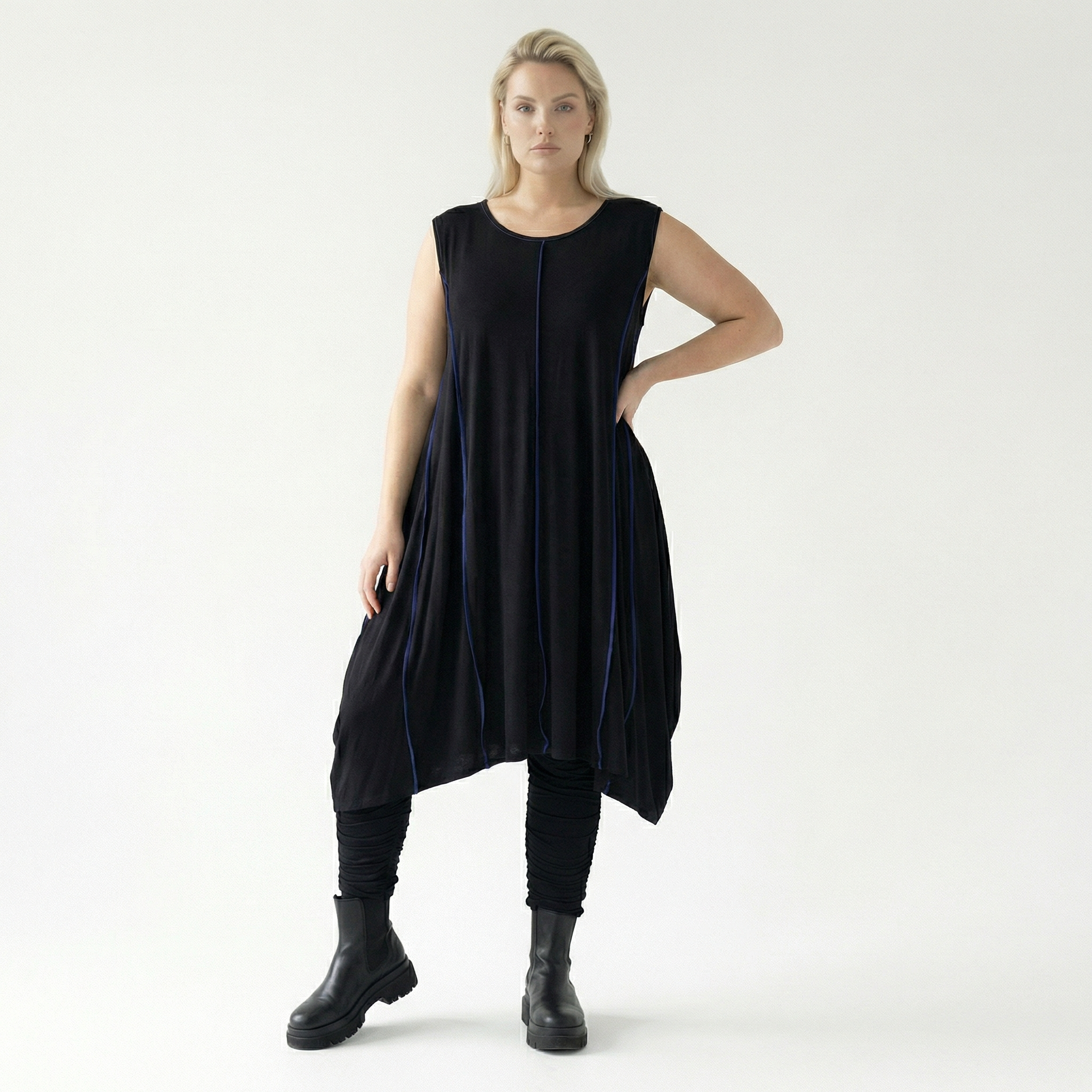  Ballon Tunika von AKH Fashion aus Viskose, 1416.06913, Schwarz/Blau, Schick, Modern