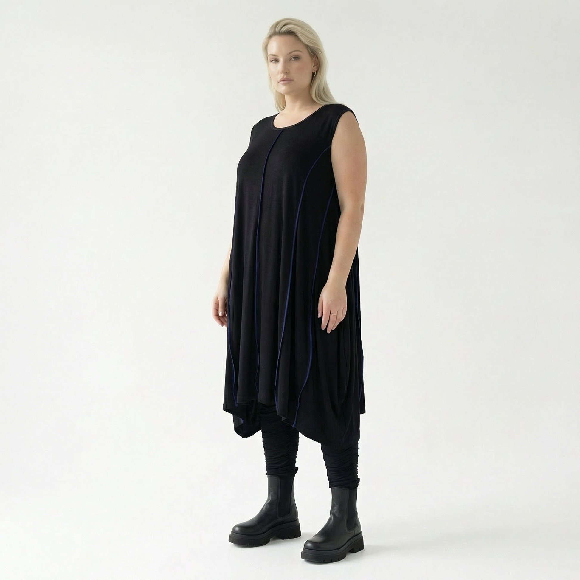  Ballon Tunika von AKH Fashion aus Viskose, 1416.06913, Schwarz/Blau, Schick, Modern