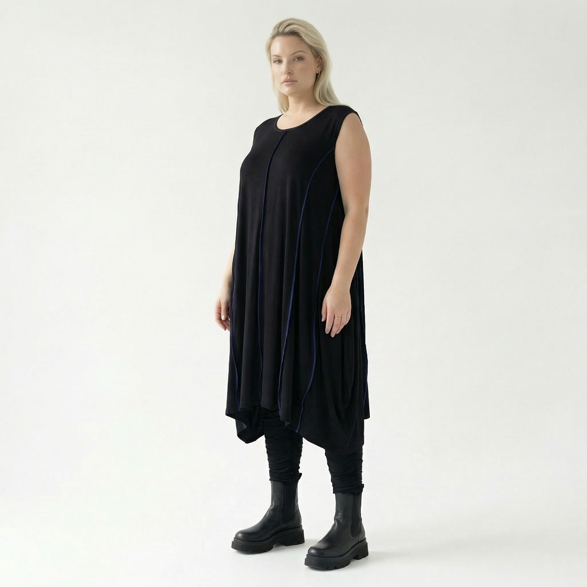  Ballon Tunika von AKH Fashion aus Viskose, 1416.06913, Schwarz/Blau, Schick, Modern