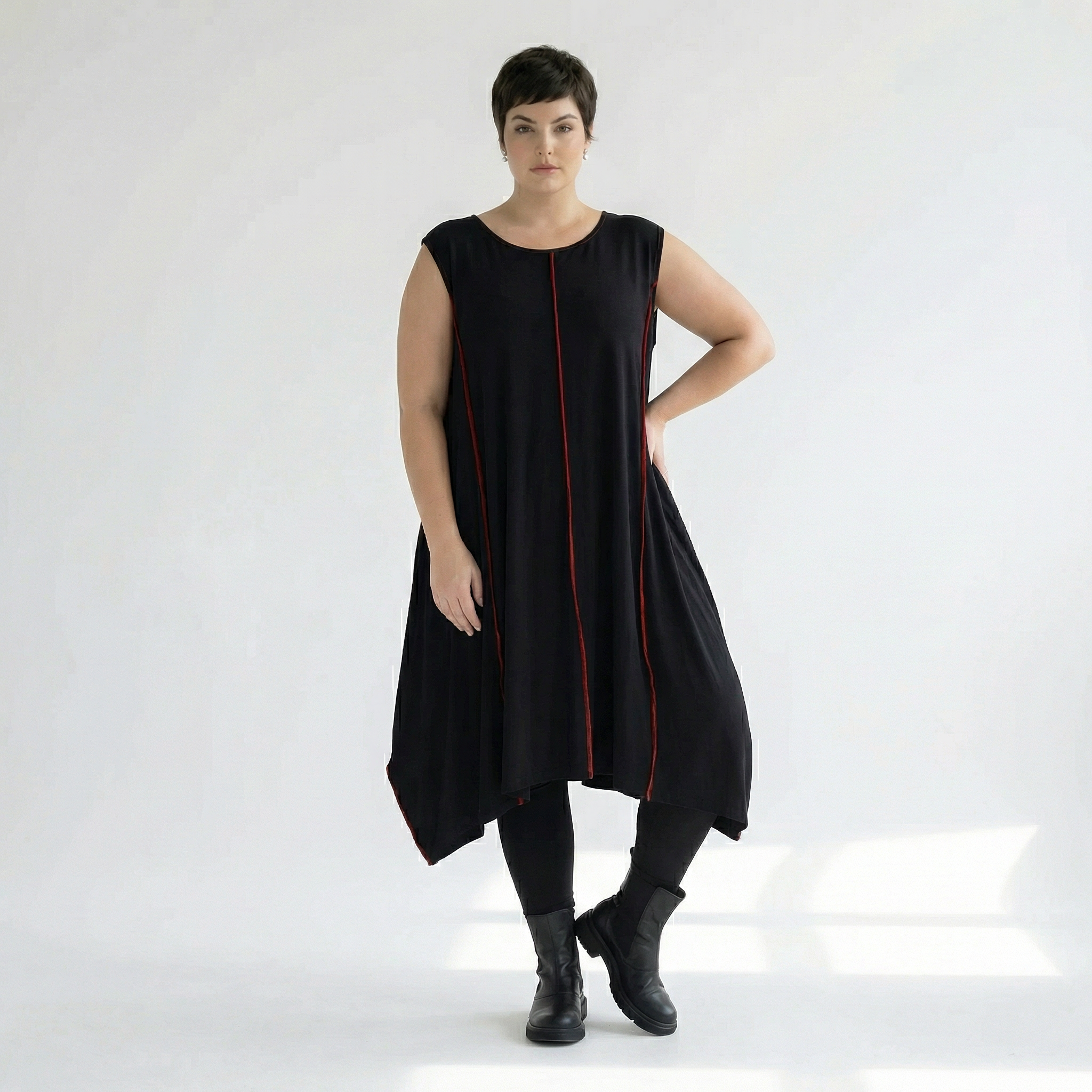  Ballon Tunika von AKH Fashion aus Viskose, 1416.06913, Schwarz/Rot, Schick, Modern, Bequem