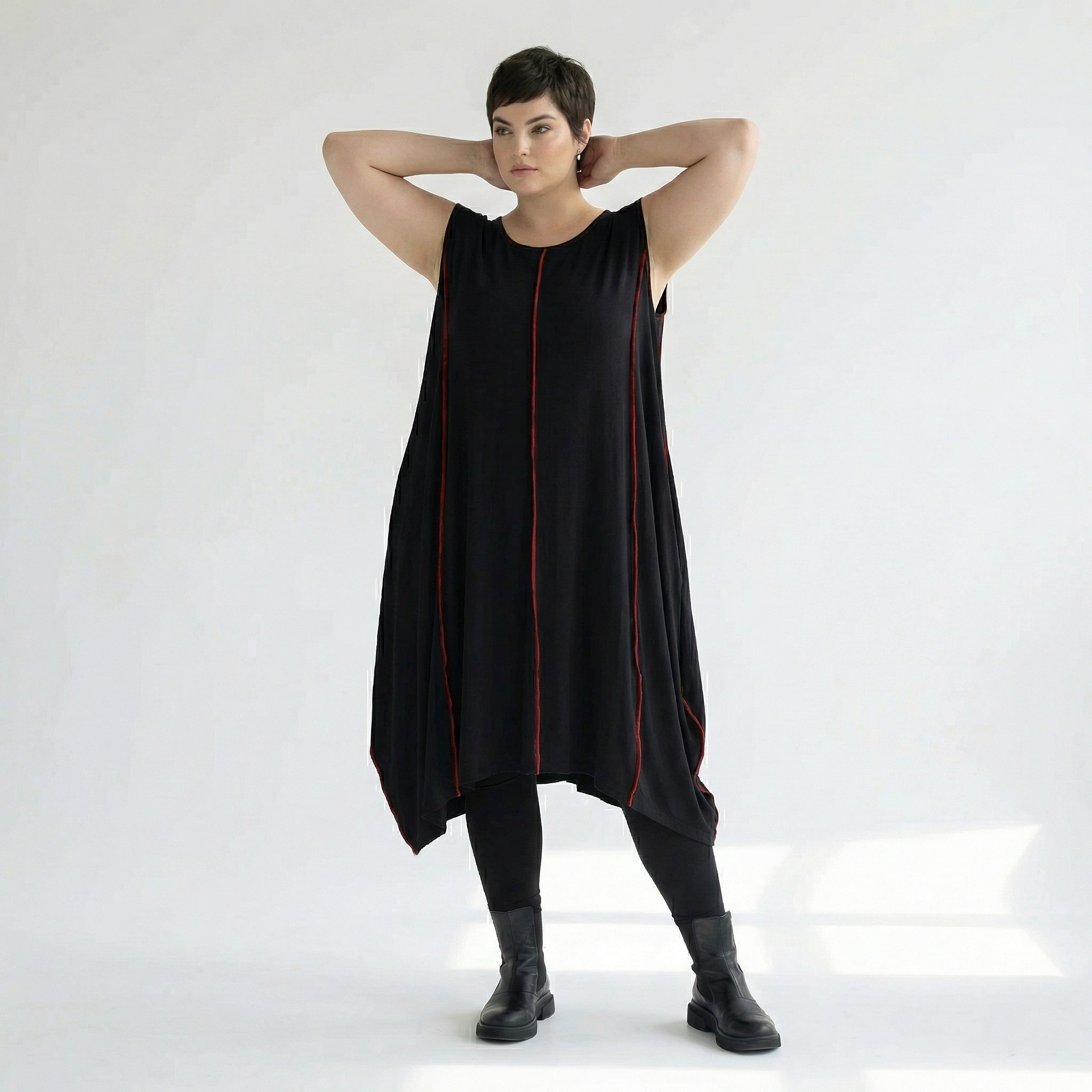  Ballon Tunika von AKH Fashion aus Viskose, 1416.06913, Schwarz/Rot, Schick, Modern, Bequem