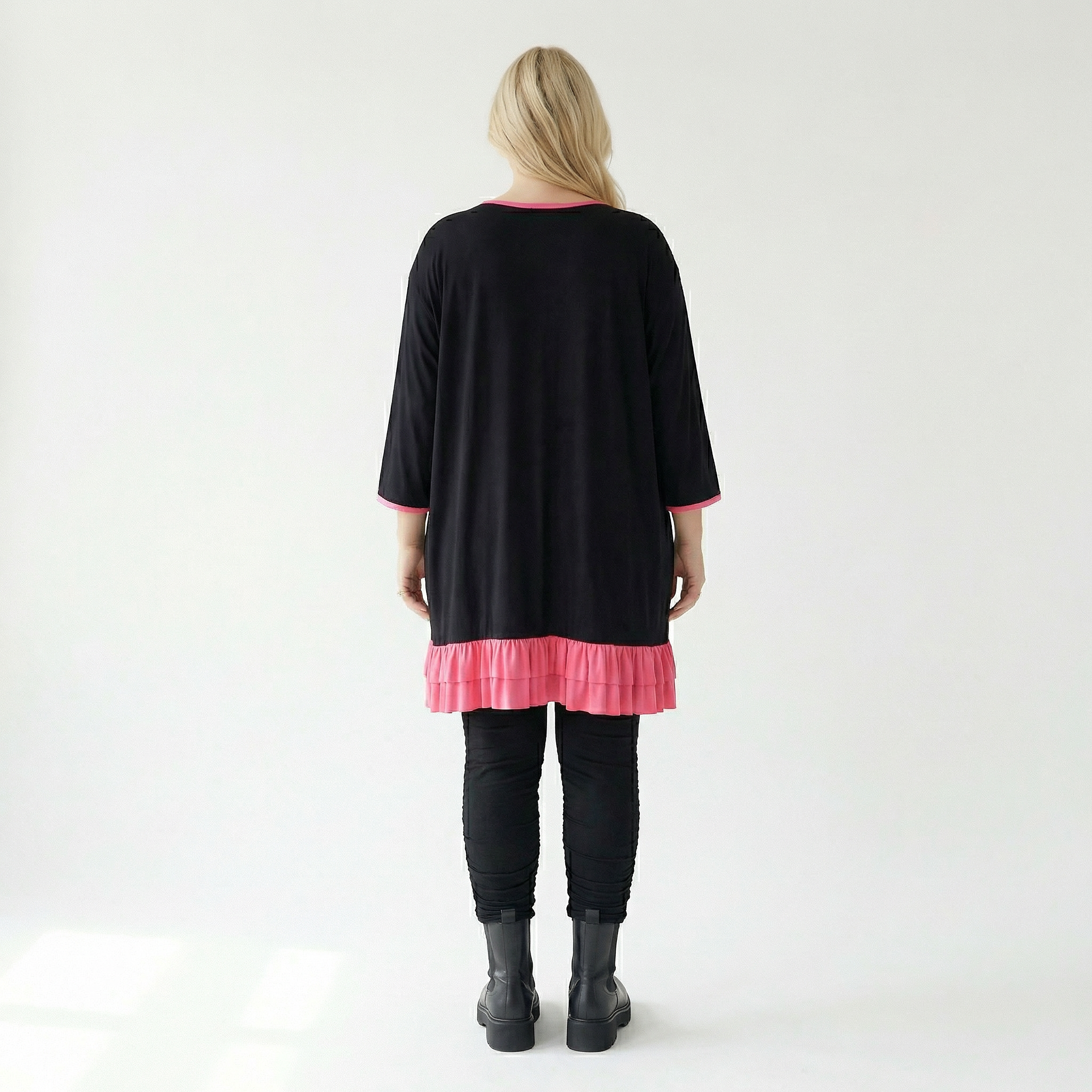  A-Form Shirt von AKH Fashion aus Viskose, 1416.06916, Schwarz/Fuchsia, Schick, Modern