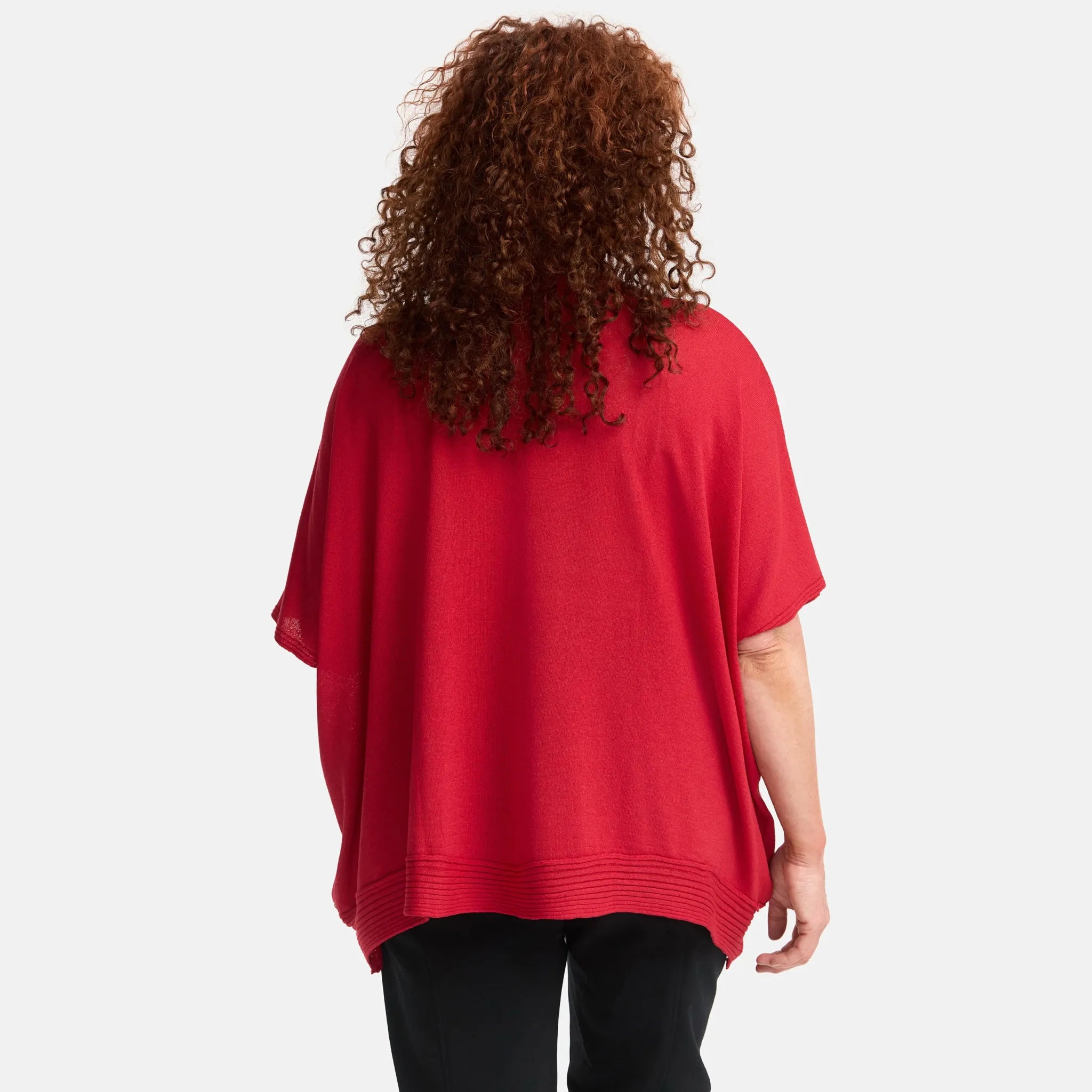  Amandine Pullover in kastiger Form, aus Viskose, A2803, Rot, Schick, Modern, Bequem