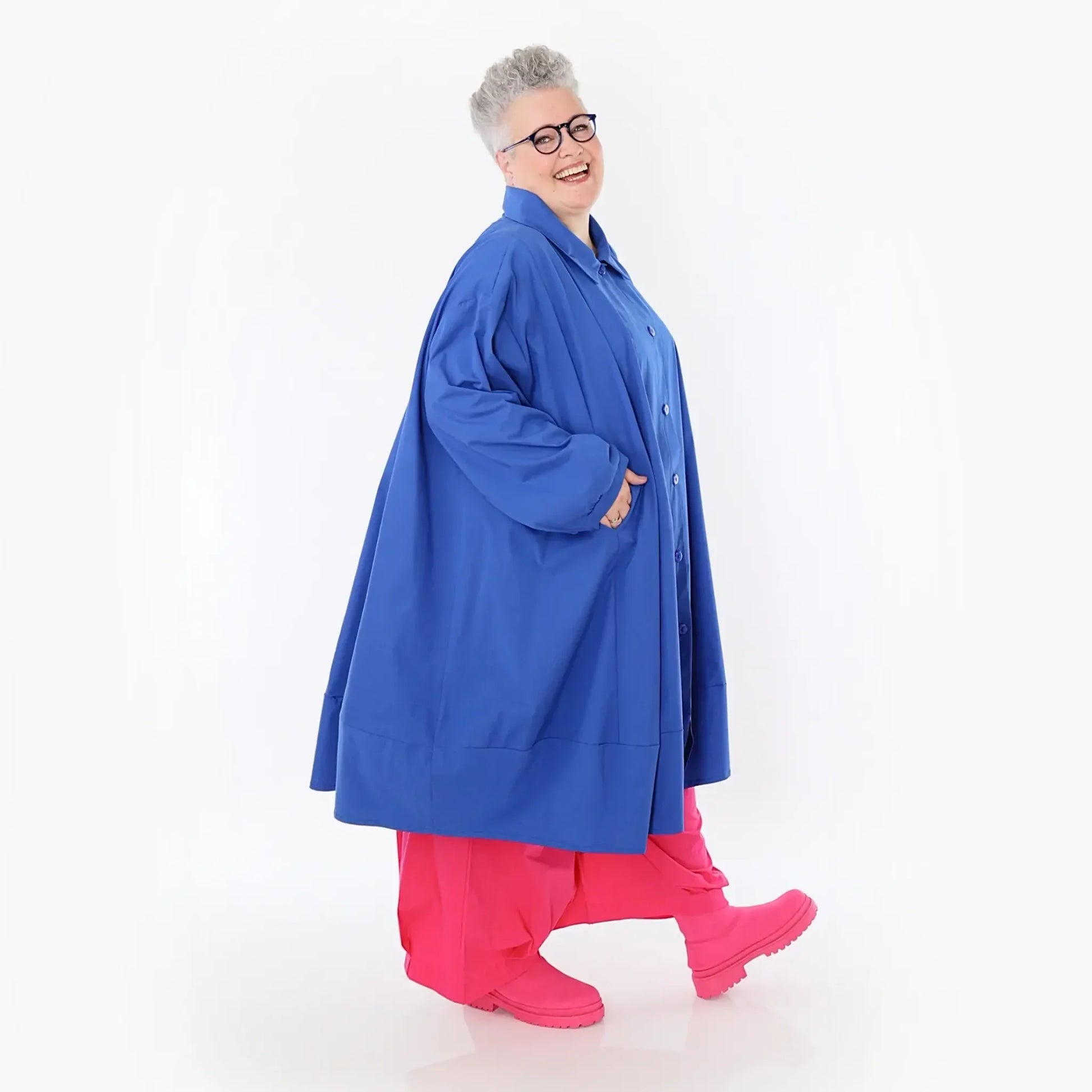  A-Form Jacke von AKH Fashion aus Baumwolle, 1482.07061, Royalblau, Ausgefallen, Zeitlos