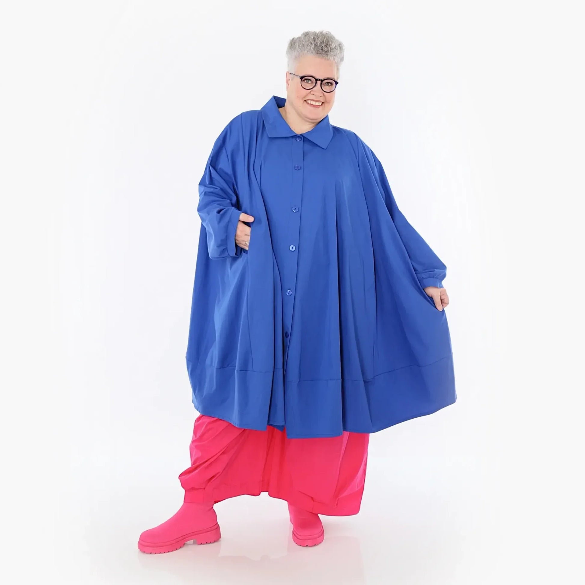  A-Form Jacke von AKH Fashion aus Baumwolle, 1482.07061, Royalblau, Ausgefallen, Zeitlos