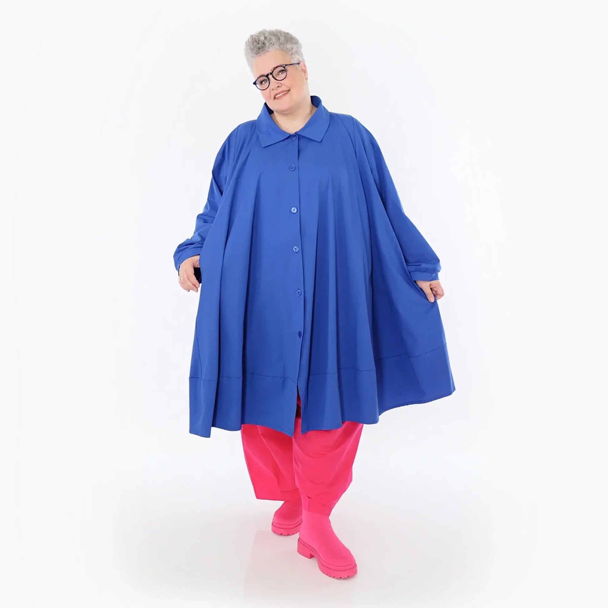  A-Form Jacke von AKH Fashion aus Baumwolle, 1482.07061, Royalblau, Ausgefallen, Zeitlos