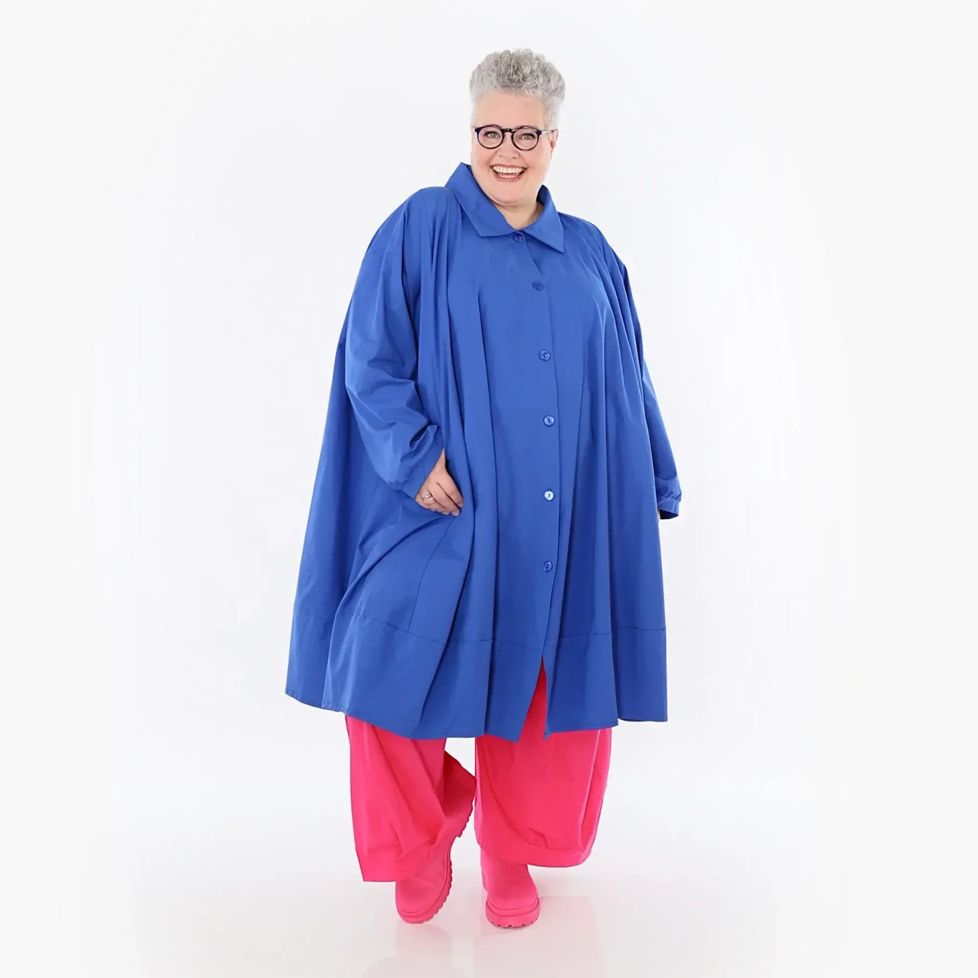  A-Form Jacke von AKH Fashion aus Baumwolle, 1482.07061, Royalblau, Ausgefallen, Zeitlos