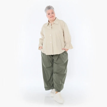  AKH Fashion Bluse in gerundeter Form, aus Baumwolle, 1482.07062, Beige, Ausgefallen