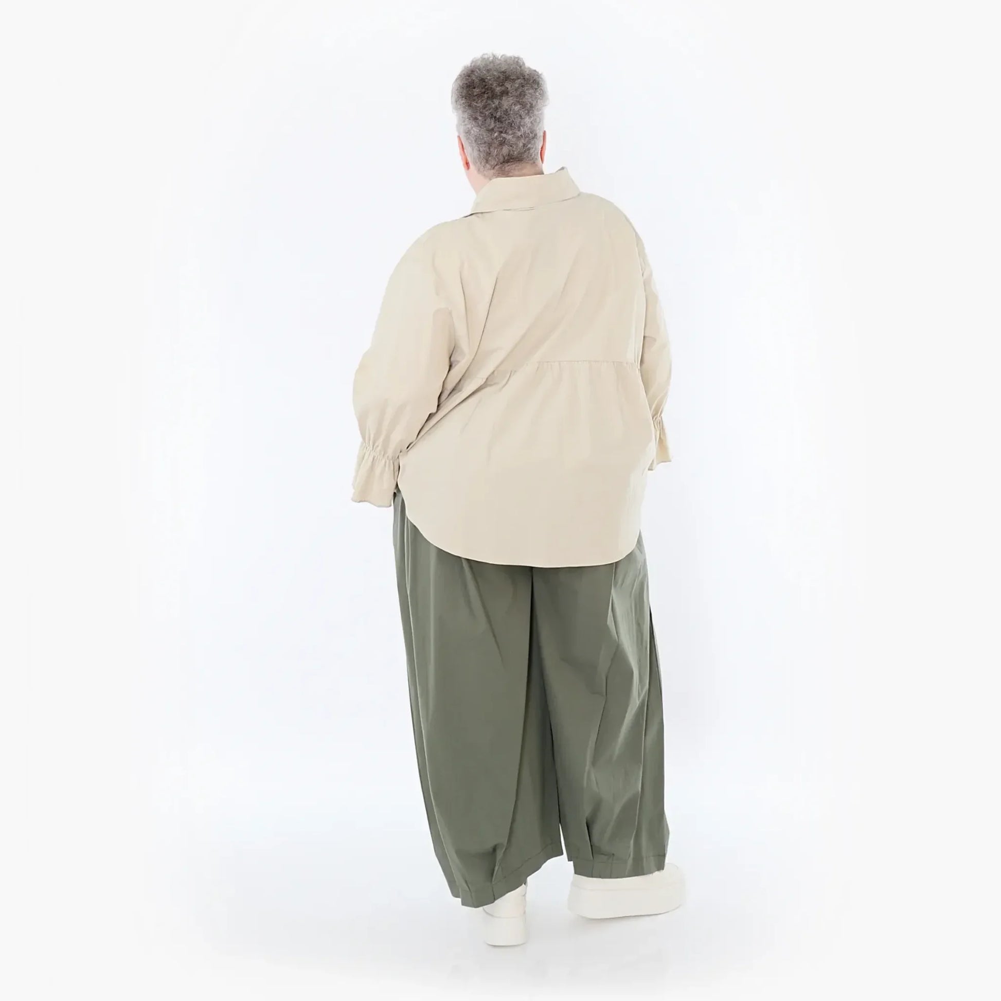  AKH Fashion Bluse in gerundeter Form, aus Baumwolle, 1482.07062, Beige, Ausgefallen